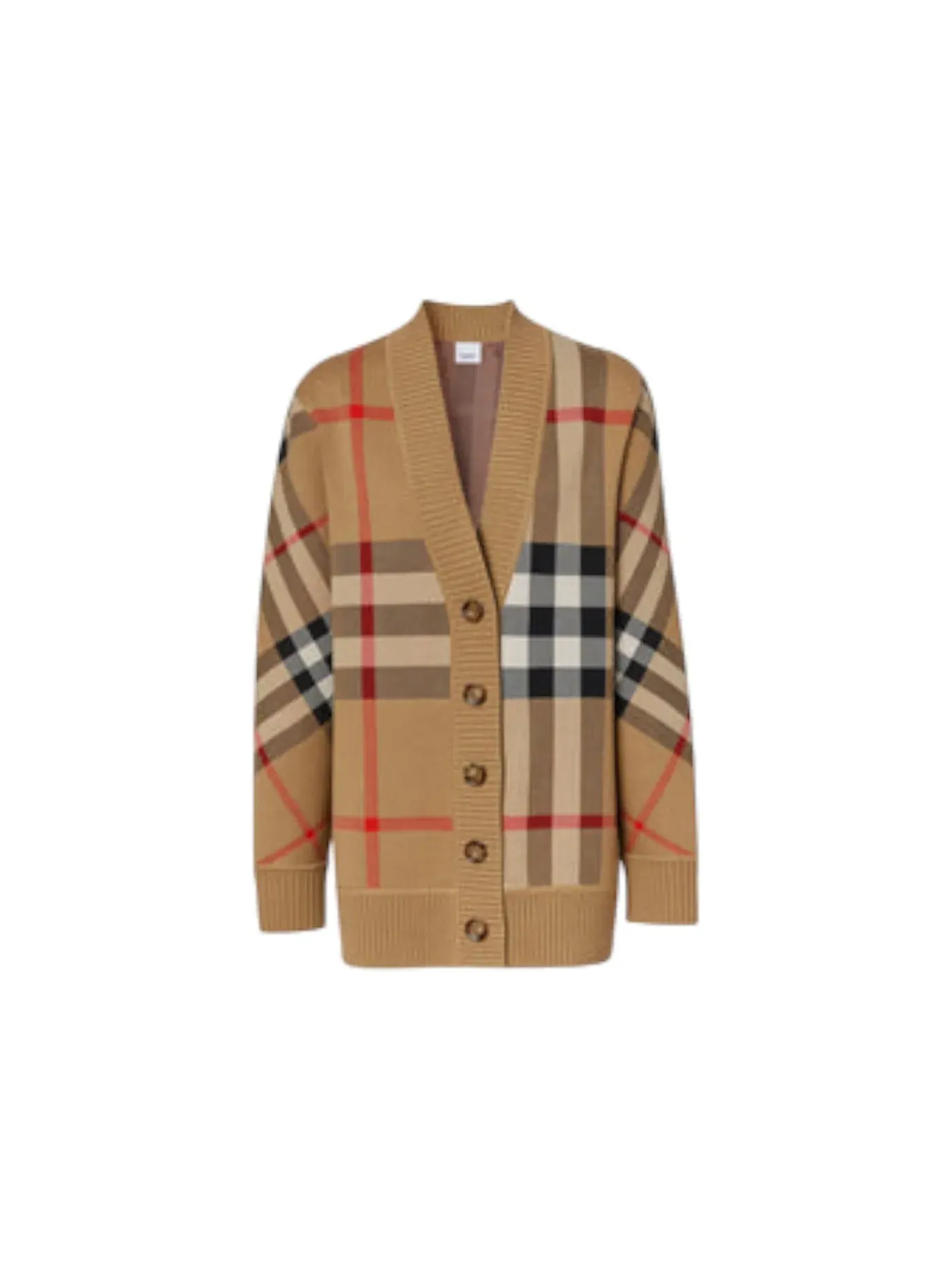 Женский кардиган оверсайз с принтом Burberry Cardigan — изображение 1 из 1, бежевый