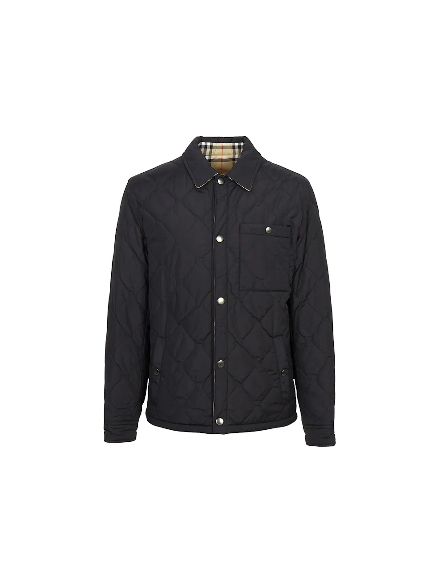 Мужская куртка стеганая двусторонняя Burberry Check Brighton Reversible Quilted Jacket Burberry — изображение 1 из 1, черный
