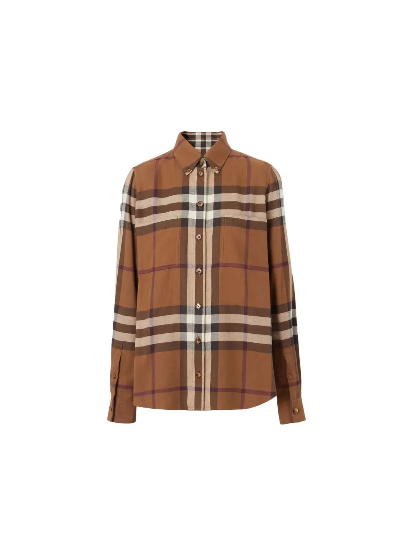 Женская рубашка из фланели с принтом Burberry — изображение 1 из 1, темный коричневый