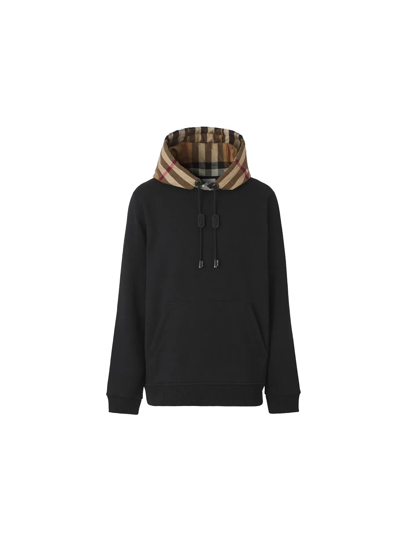 Мужской худи с капюшоном из хлопкового футера с принтом Burberry — изображение 1 из 1, черный бежевый