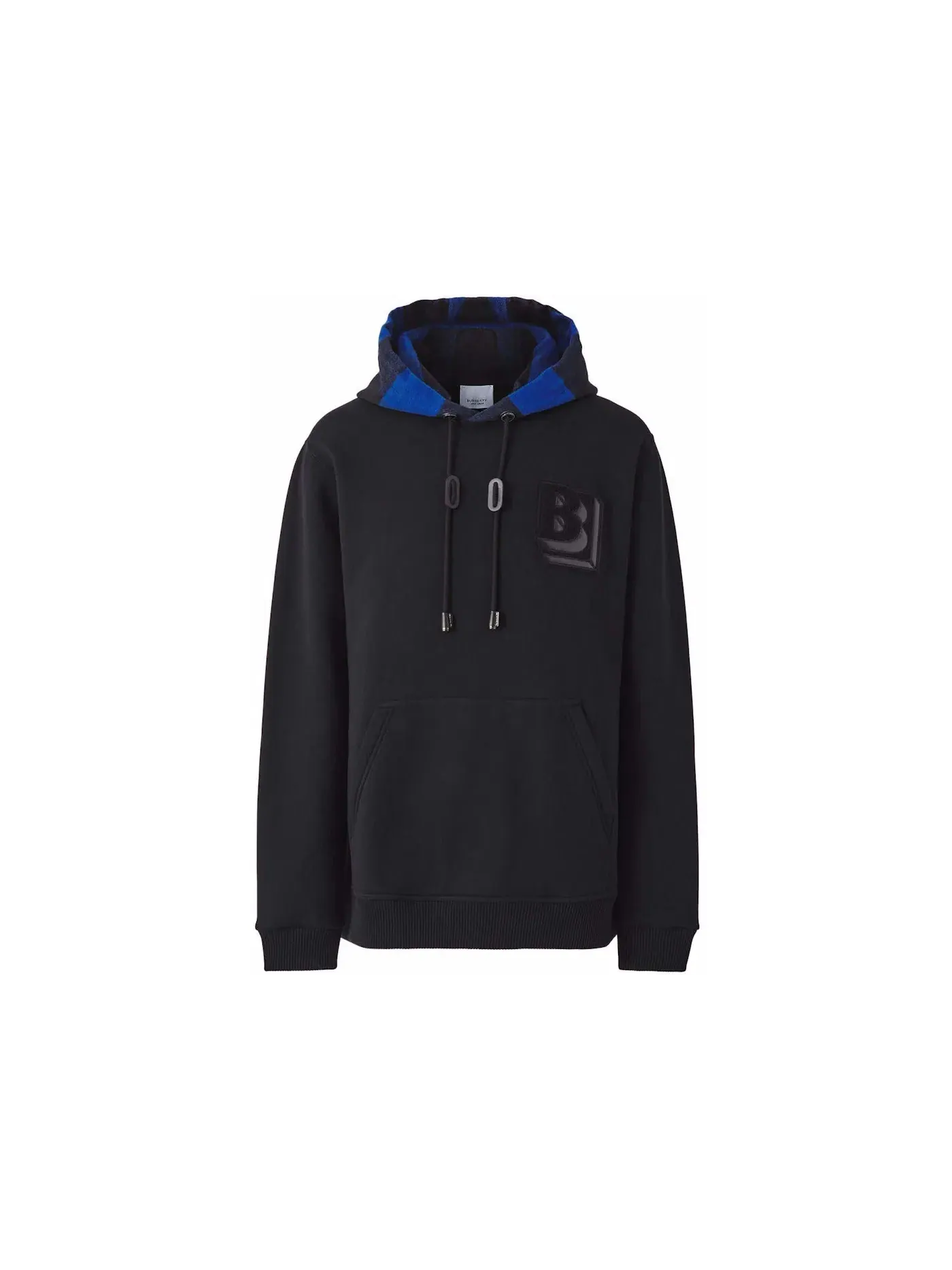 Мужской худи с принтом Burberry Check Hood Letter Graphic Hoodie Burberry — изображение 1 из 1, черный/синий