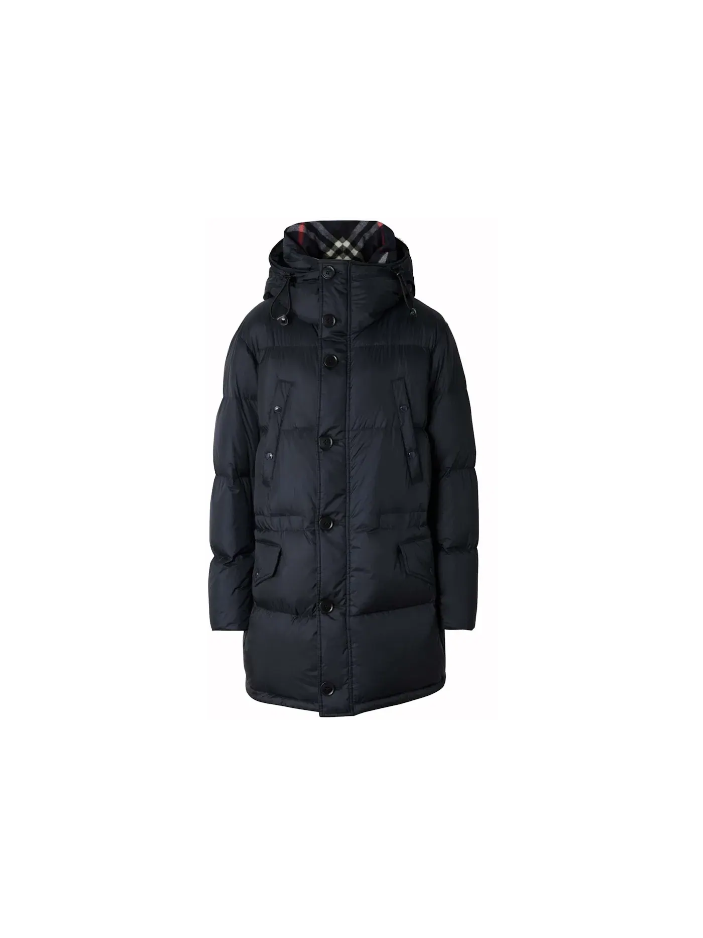 Мужское длинное пуховое пальто с капюшоном Down Jacket Burberry — изображение 1 из 1, темно-синий