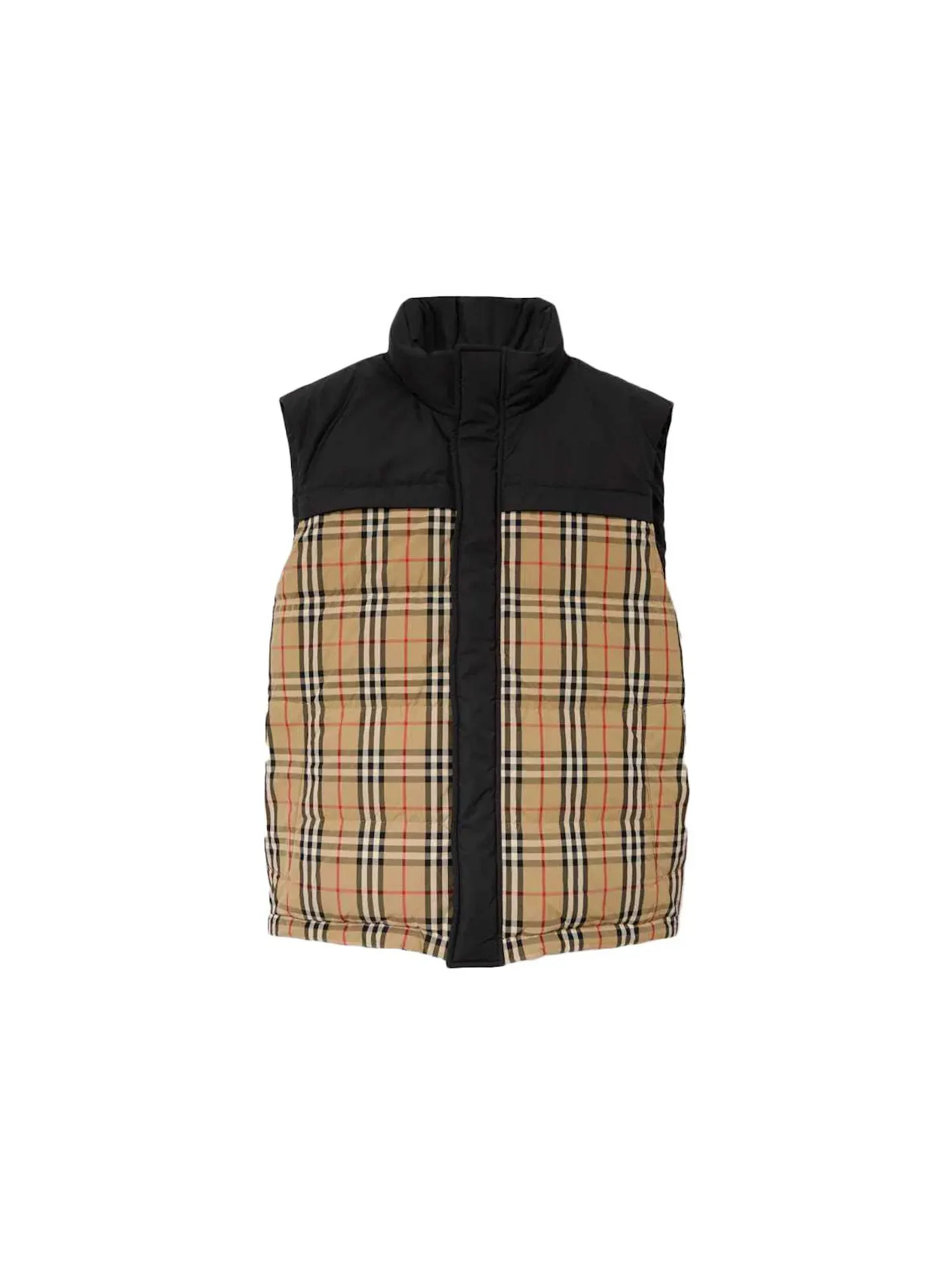 Мужской жилет двусторонний с принтом Check Panel Burberry — изображение 1 из 1, черный/бежевый