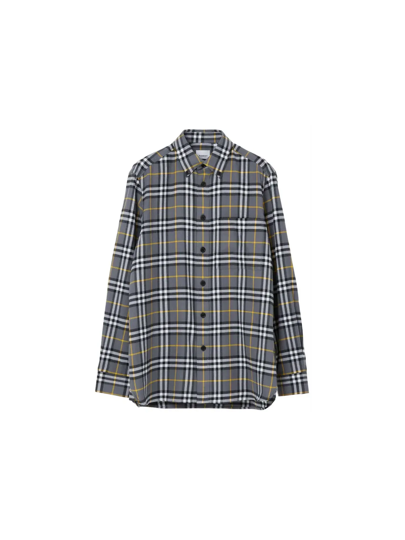 Мужская рубашка с длинным рукавом Shirt Burberry — изображение 1 из 1, серый/желтый