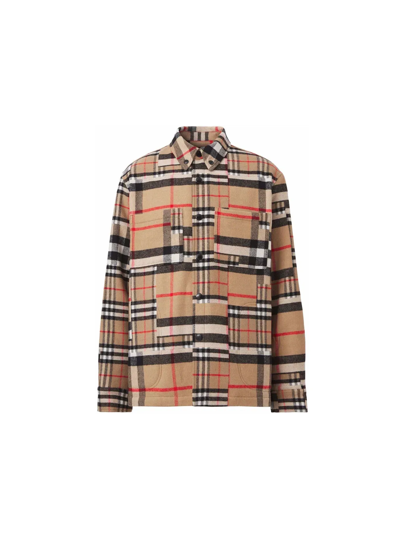 Мужская рубашка-оверсайз с принтом Overshirt Burberry — изображение 1 из 1, бежевый