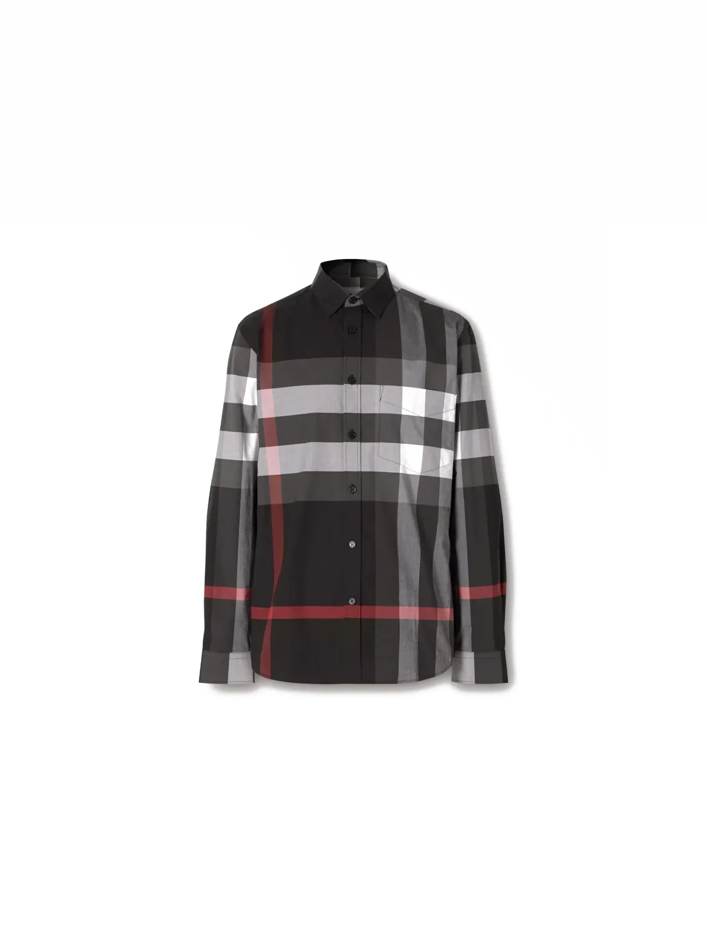 Мужская рубашка из поплина с клетчатым принтом Burberry — изображение 1 из 1, темно-серый