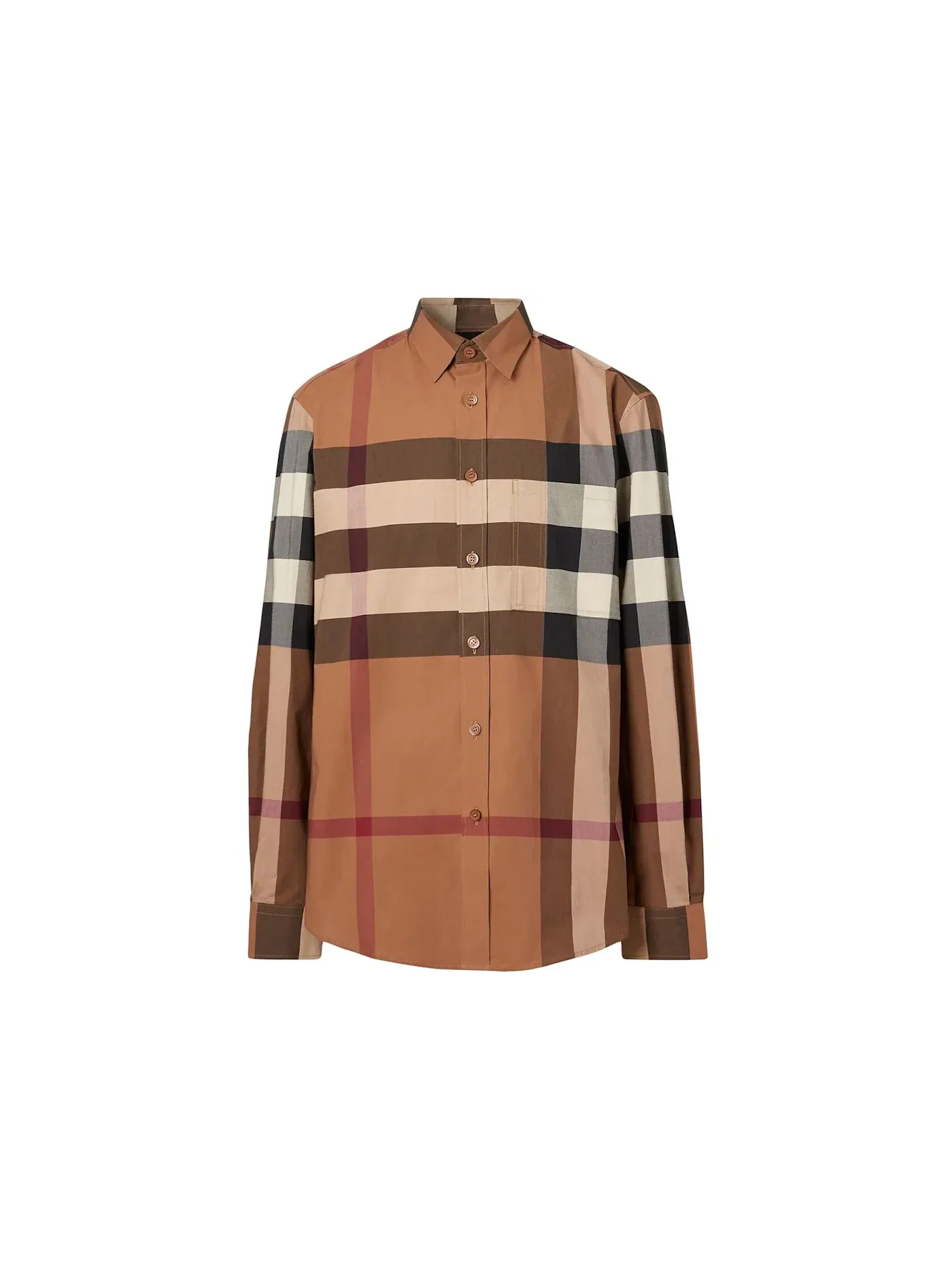 Мужская рубашка с длинным рукавом из стрейч-поплина Burberry — изображение 1 из 1, коричневый