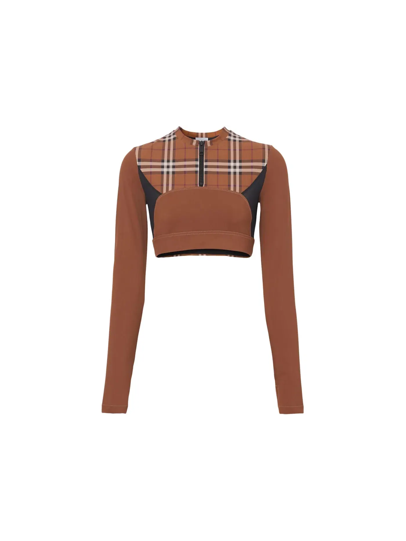 Женский топ-кроп с принтом Cropped Top Burberry — изображение 1 из 1, коричневый