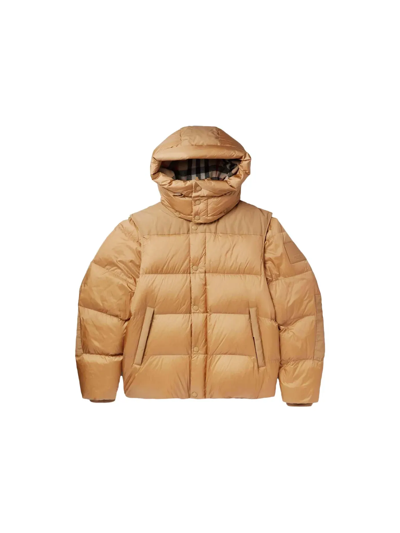 Мужская куртка-пуховик с капюшоном и отстегивающимися рукавами Burberry — изображение 1 из 2, желтый