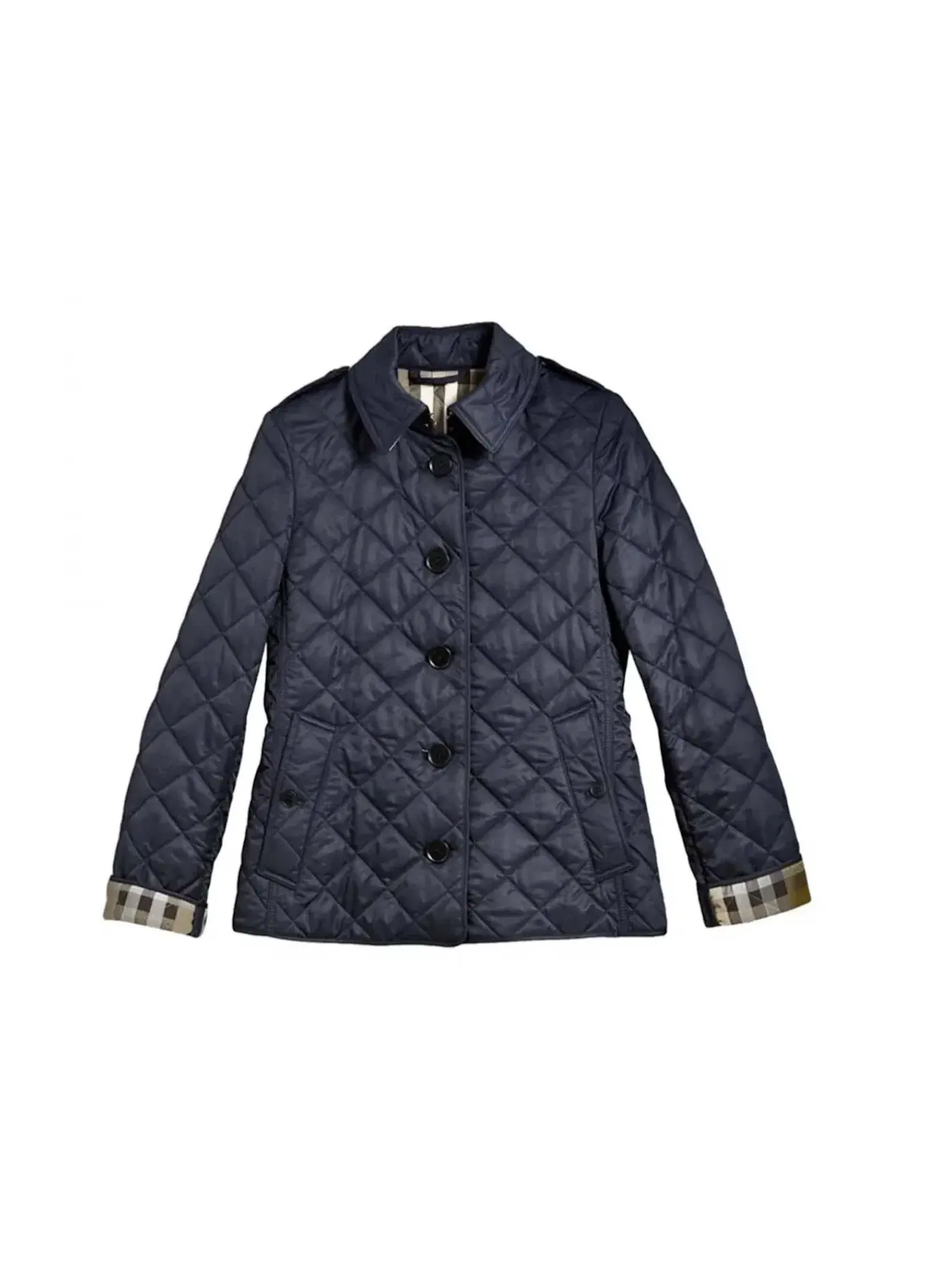 Женская куртка Diamond Quilted Jacket Burberry — изображение 1 из 1, темно-синий