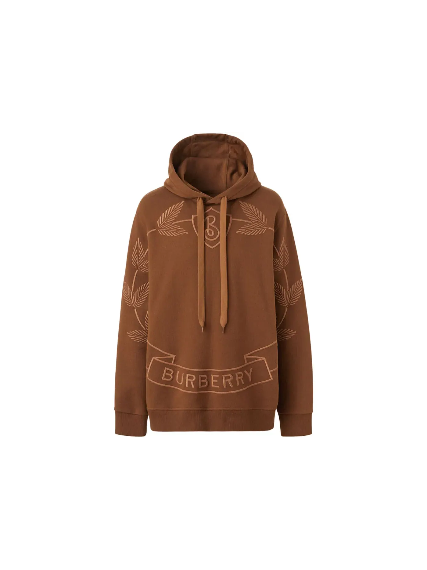 Мужской худи с вышивкой дубового листа Burberry — изображение 1 из 1, темный коричневый