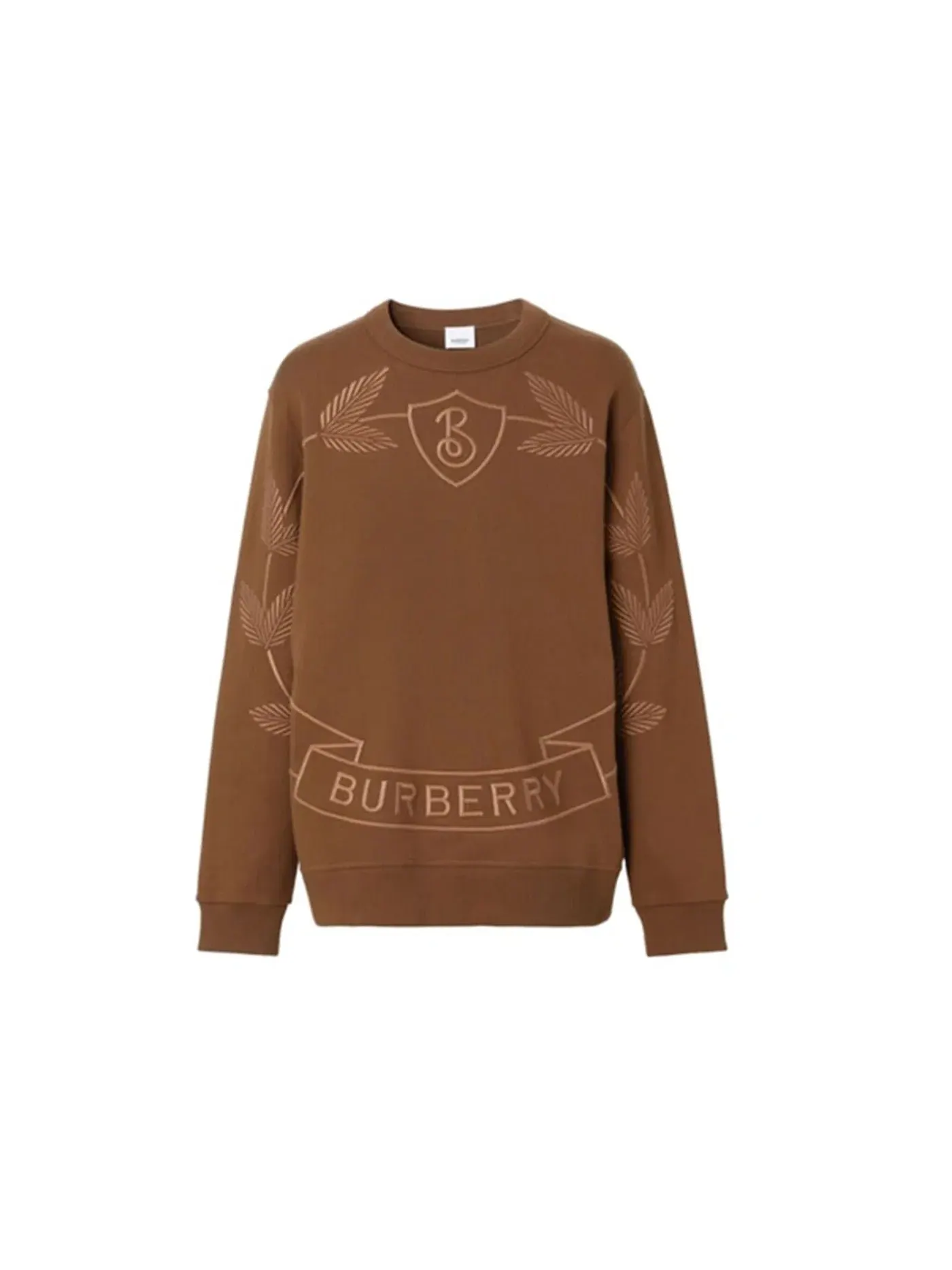 Мужской свитшот с вышивкой Oak Leaf Crest Burberry — изображение 1 из 1, темный коричневый