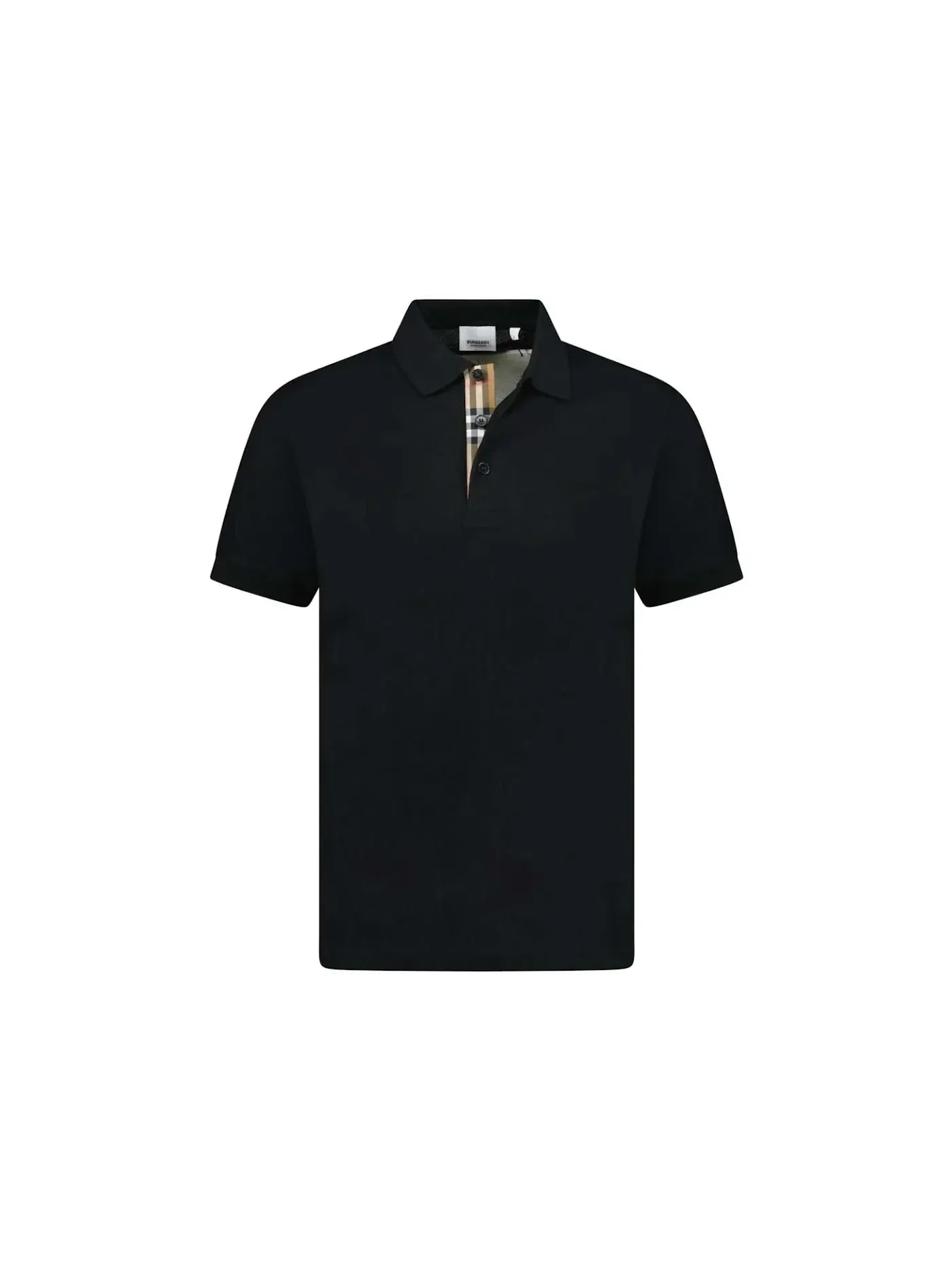 Мужское поло с коротким рукавом Hartford Check Placket Burberry — изображение 1 из 2, черный