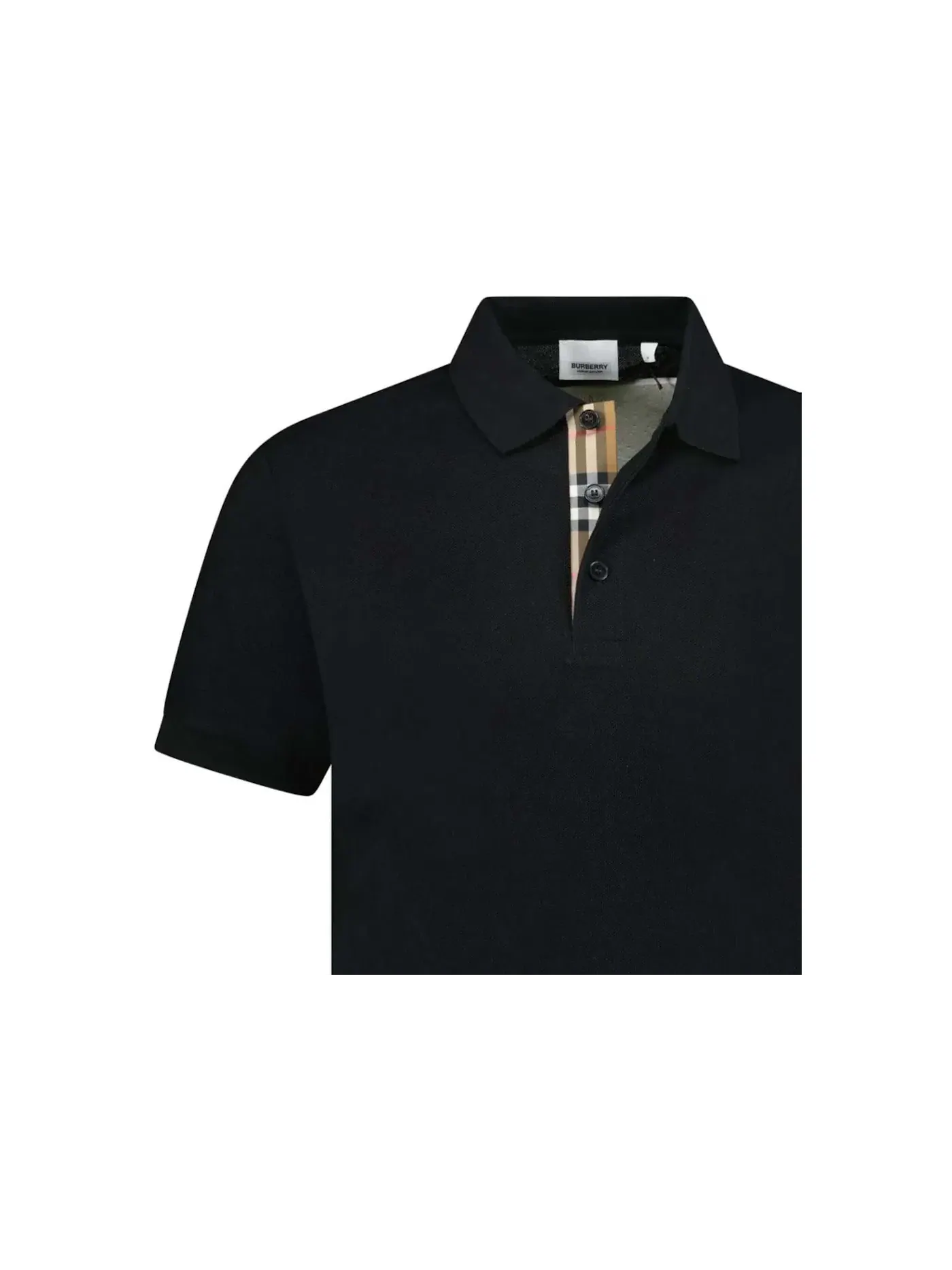 Мужское поло с коротким рукавом Hartford Check Placket Burberry — изображение 2 из 2, черный