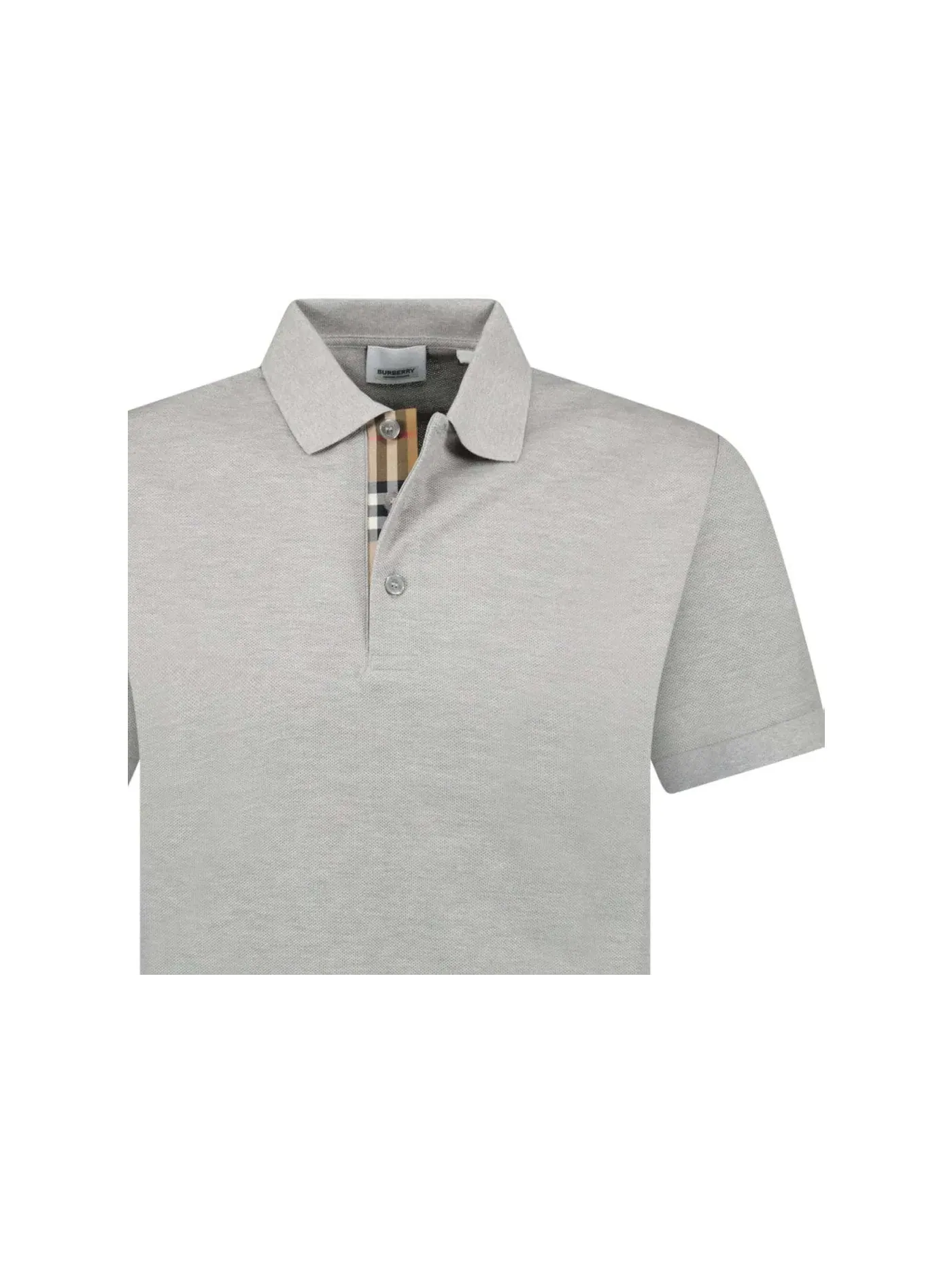 Мужское поло с принтом Burberry Hartford Check Placket Polo Grey — изображение 2 из 2