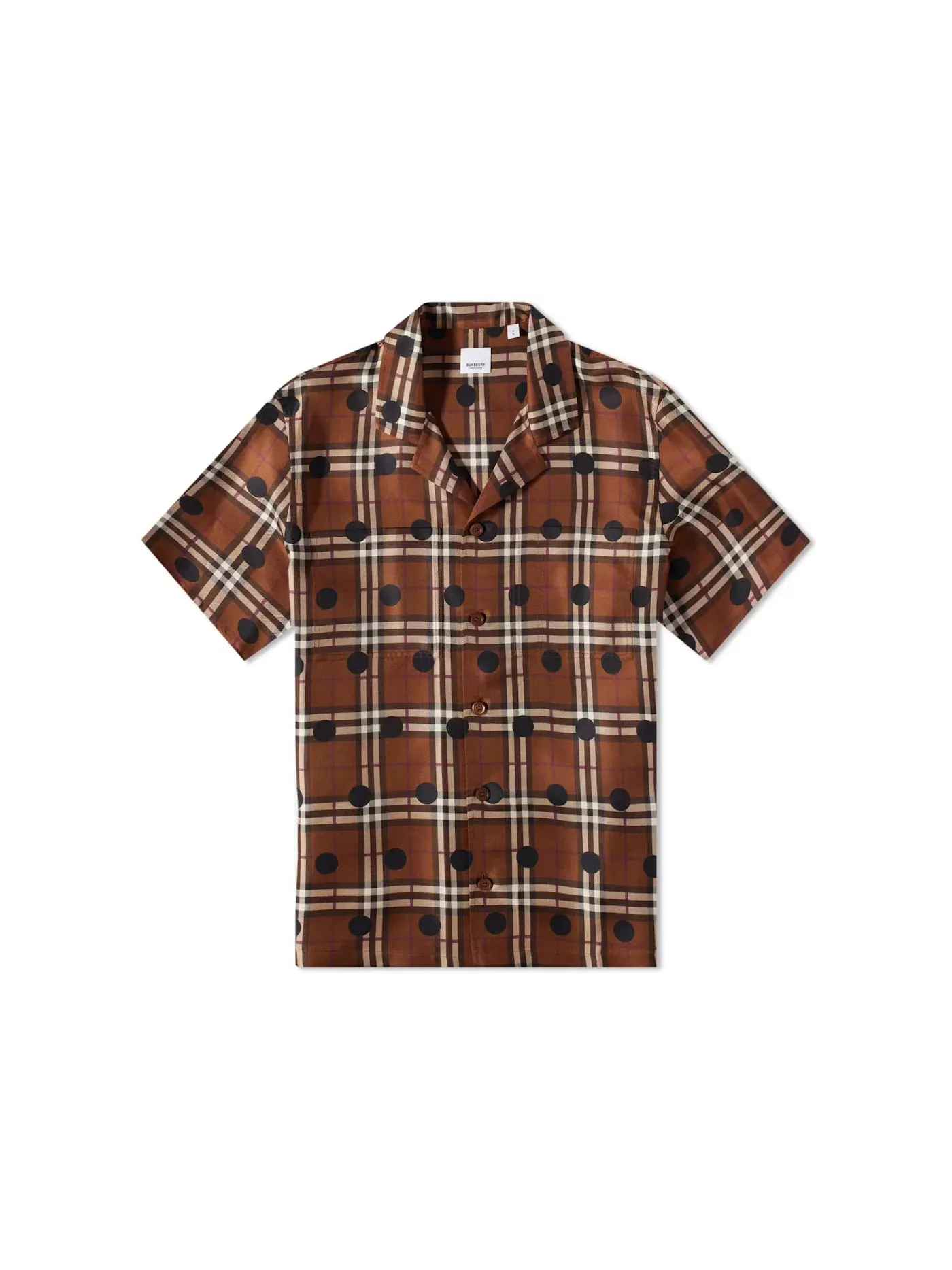 Мужская рубашка с принтом Havana Polka Dot Check Burberry — изображение 1 из 1, темный коричневый
