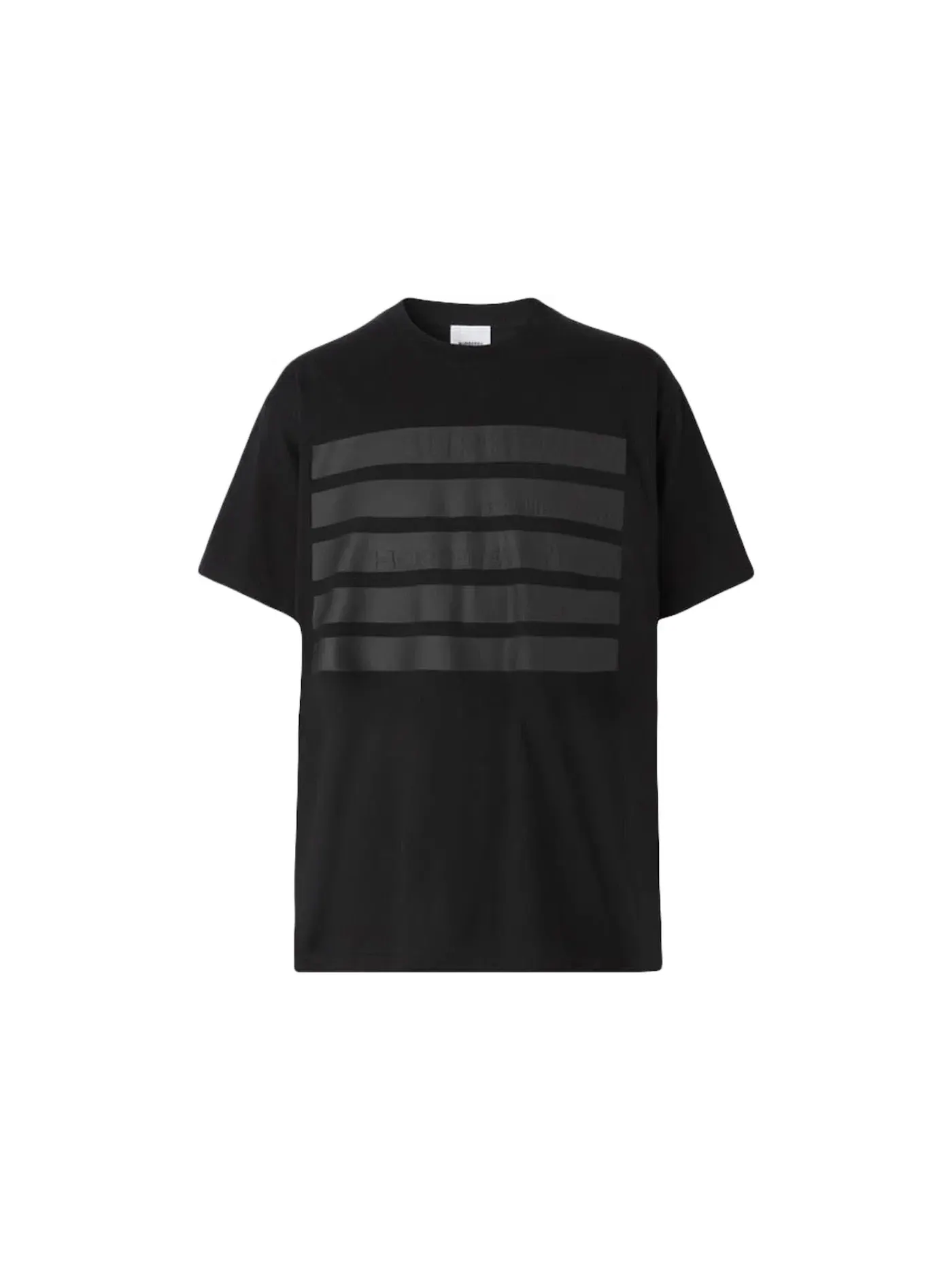 Мужская футболка с принтом Burberry Horseferry Stripe Print Cotton Oversized T-shirt — изображение 1 из 1, черный
