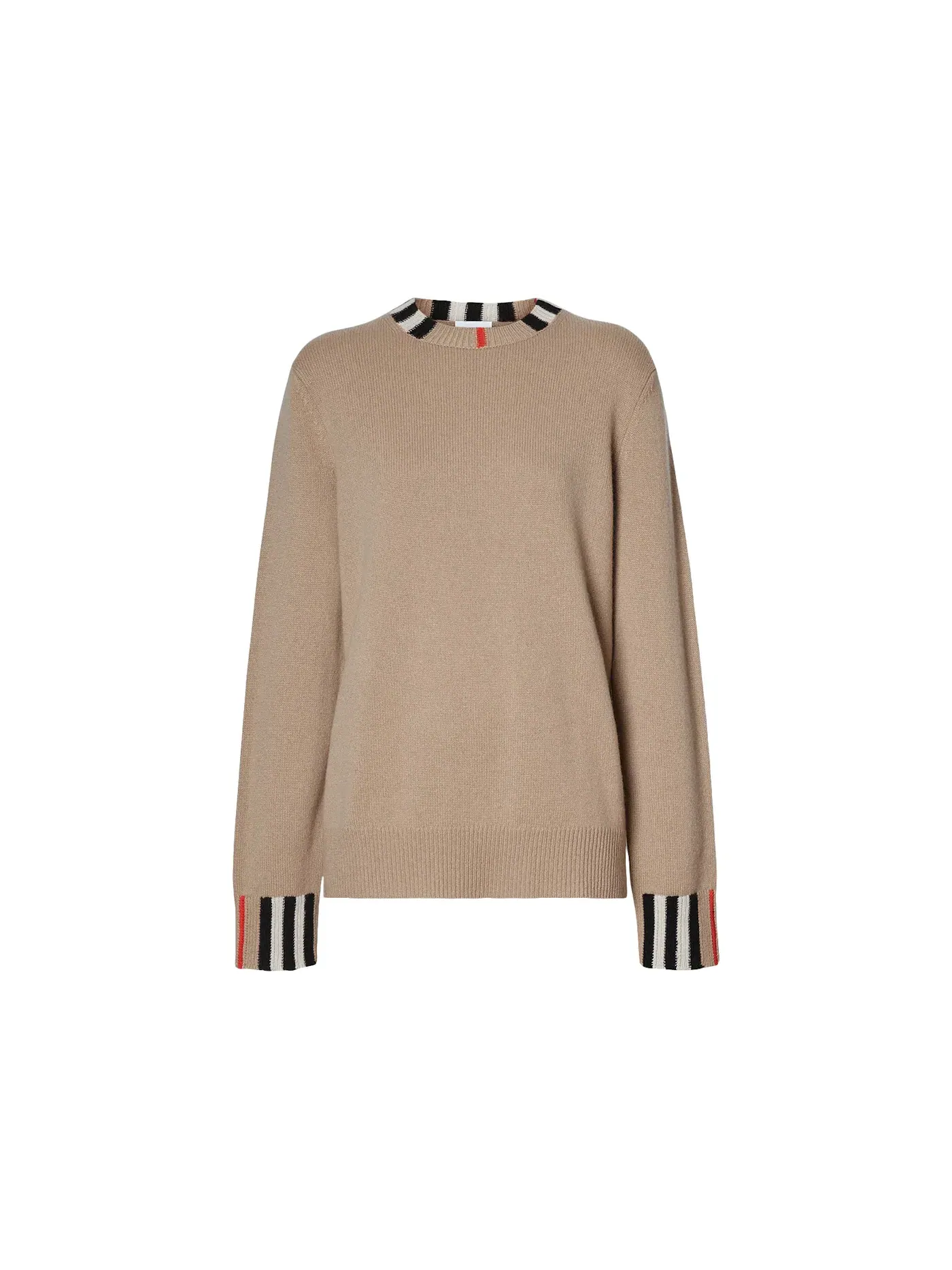 Мужской свитшот с отделкой Icon Stripe Trim Burberry — изображение 1 из 1, бежевый