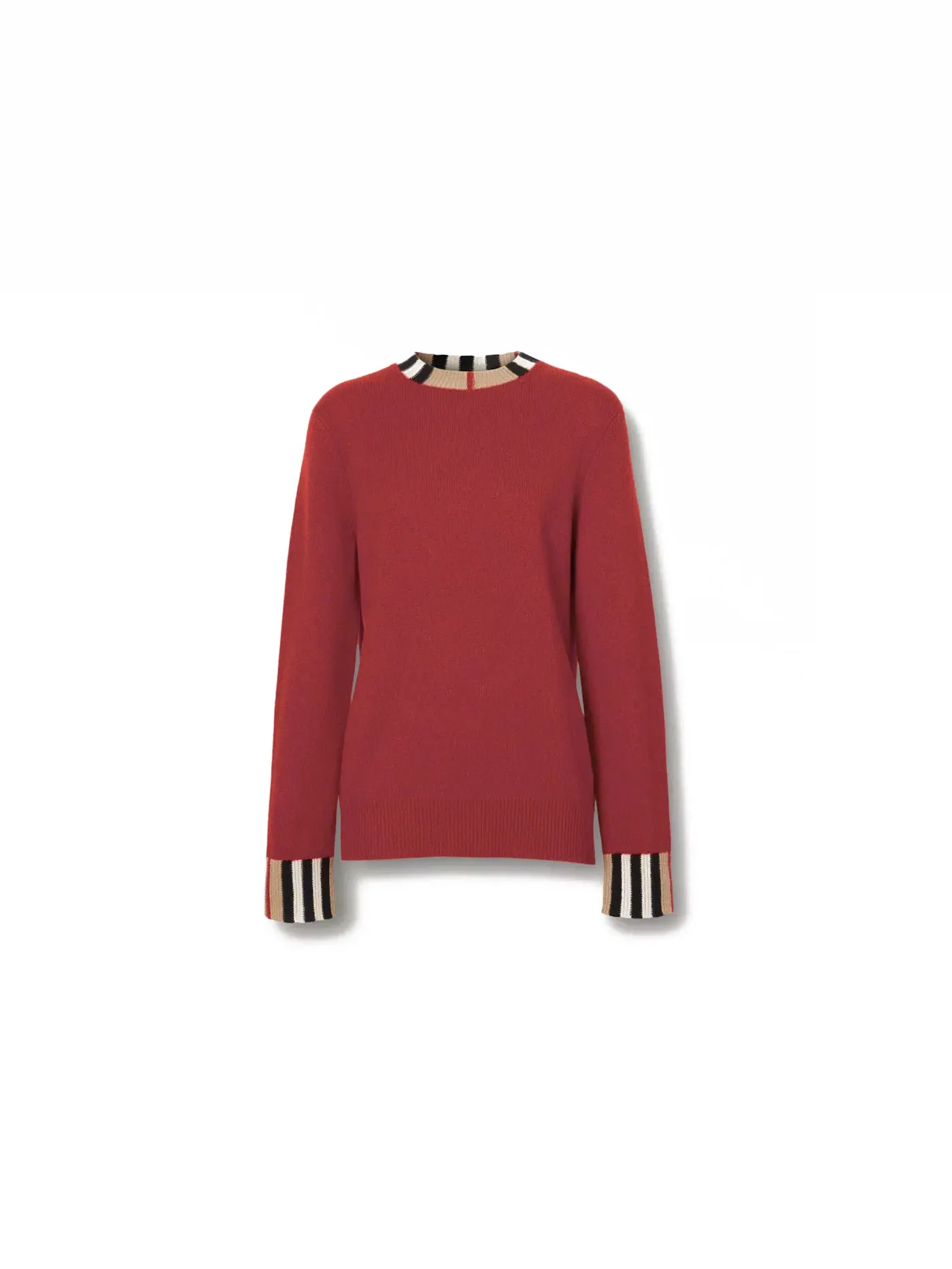 Женский свитер с кашемиром с отделкой Icon Stripe Burberry — изображение 1 из 1, яркий красный