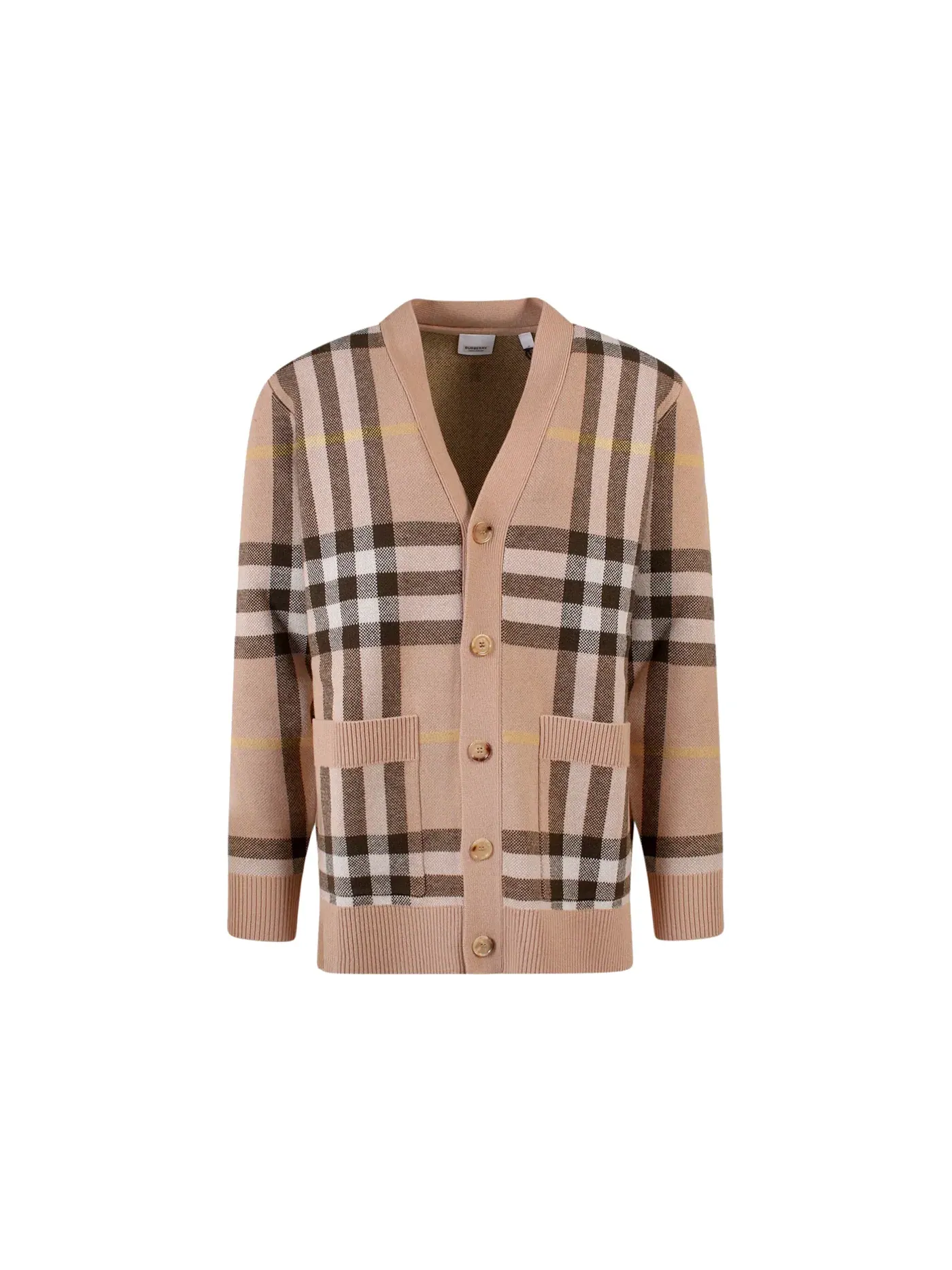 Мужской кардиган из кашемира с узором Burberry — изображение 1 из 2, бежевый