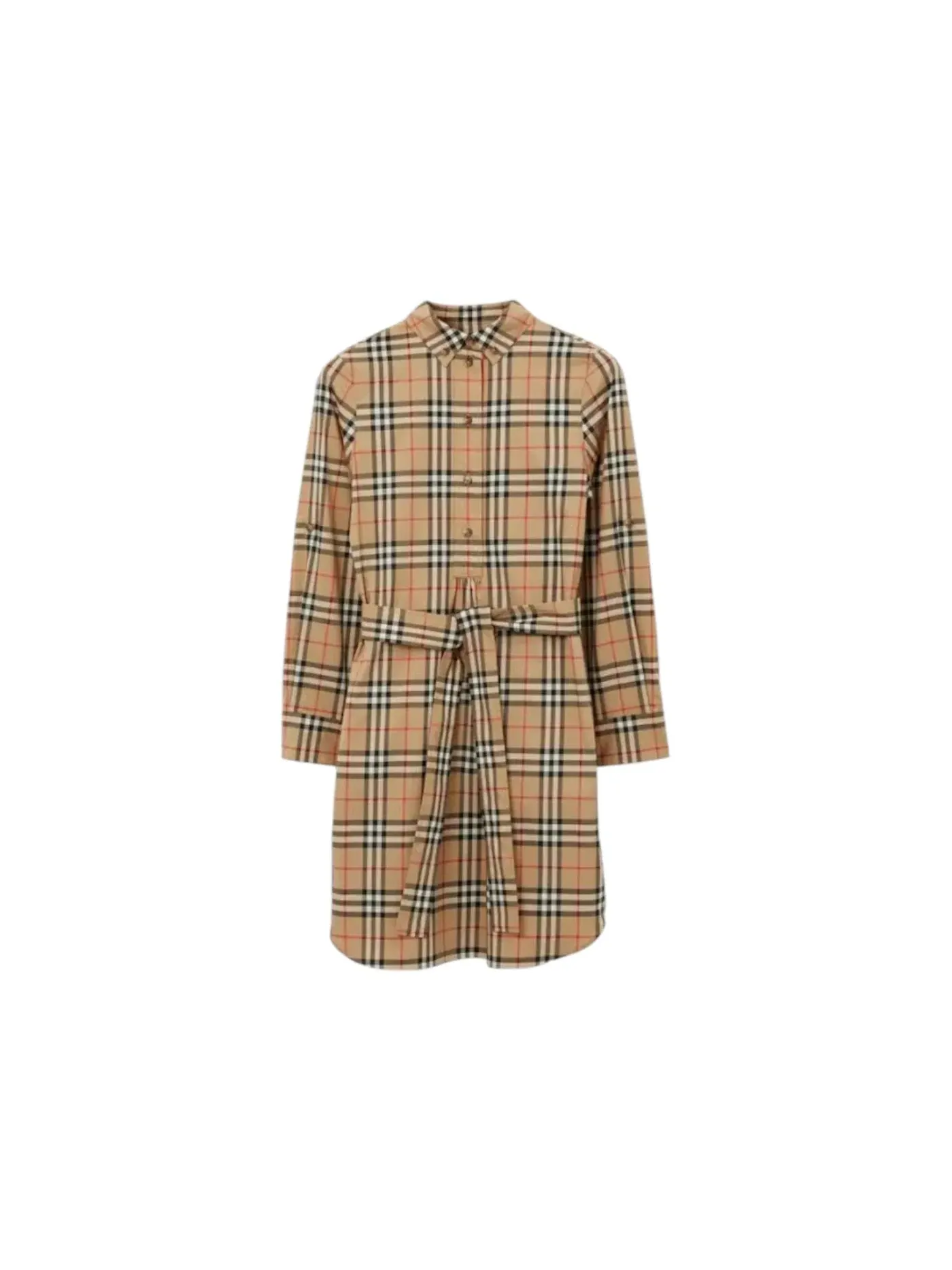 Женское платье с клетчатым принтом Dress Burberry — изображение 1 из 2, коричневый