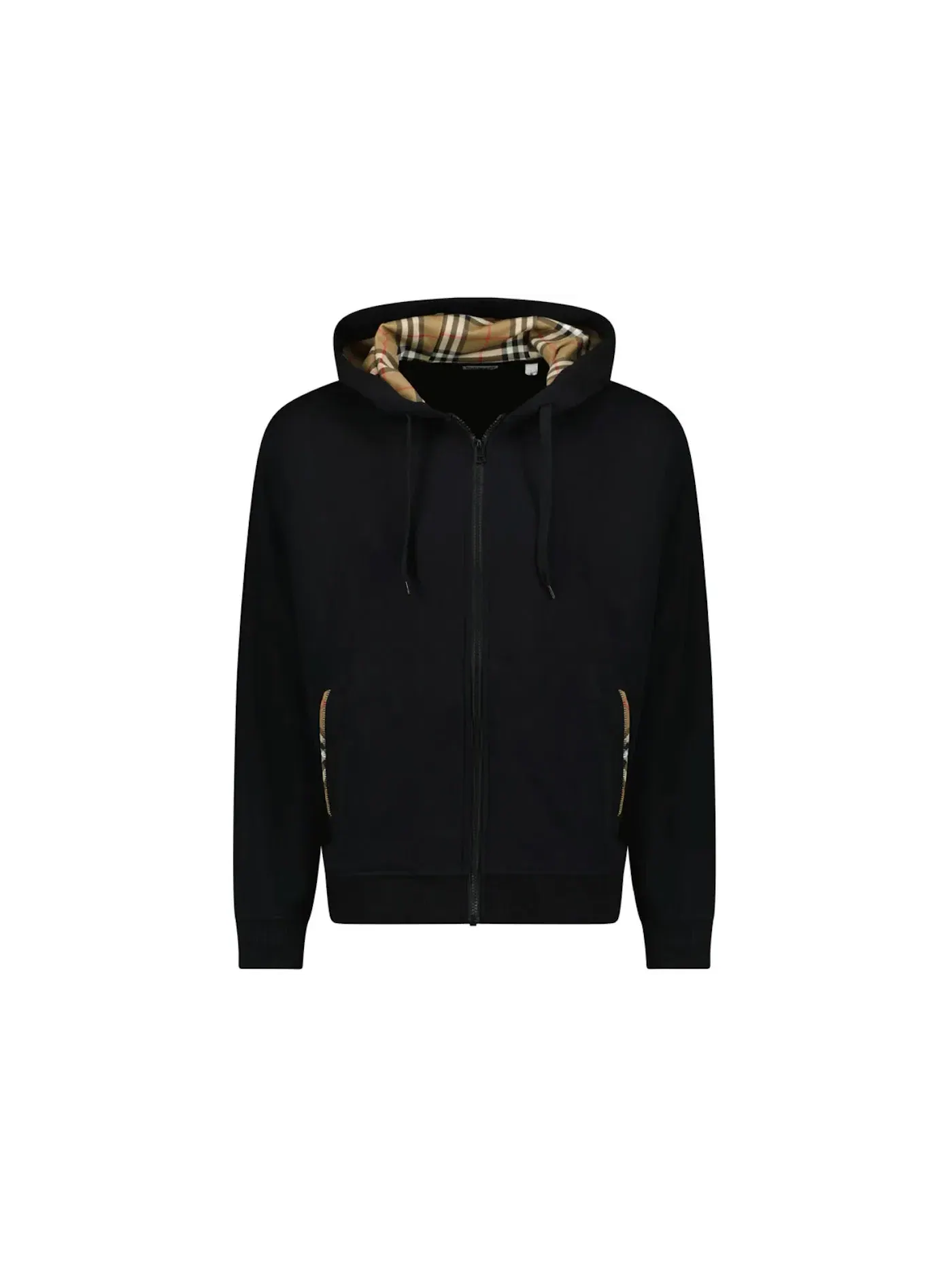 Мужская худи с молнией с клетчатым принтом Hoodie Burberry — изображение 1 из 1, черный
