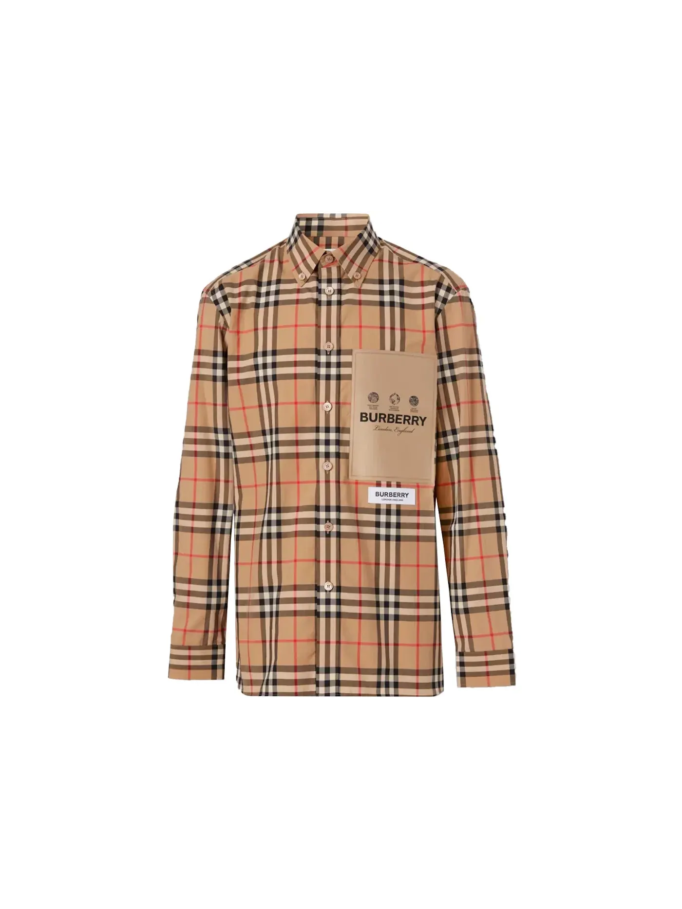 Мужская рубашка из хлопкового поплина с принтом Burberry Shirt — изображение 1 из 1, бежевый