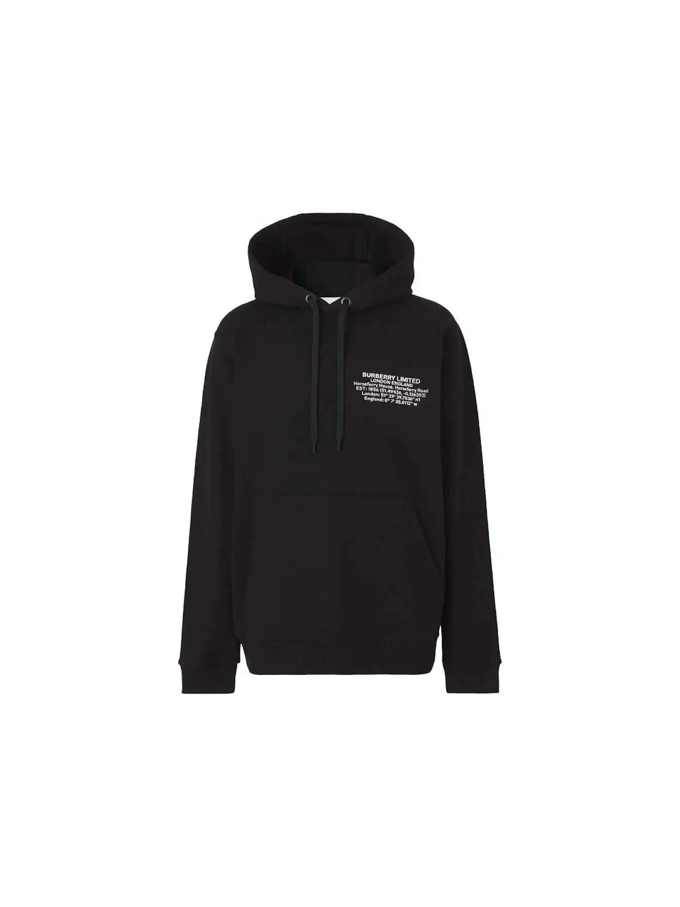 Мужская худи с принтом Burberry Location-Print Drawstring Hoodie — изображение 1 из 1, черный