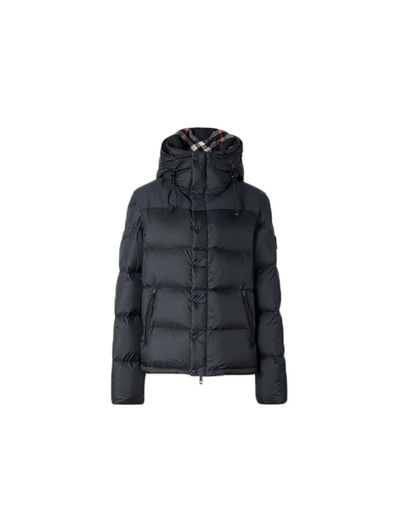 Мужская куртка-пуховик с капюшоном и клетчатым принтом Burberry — изображение 1 из 1, темно-синий