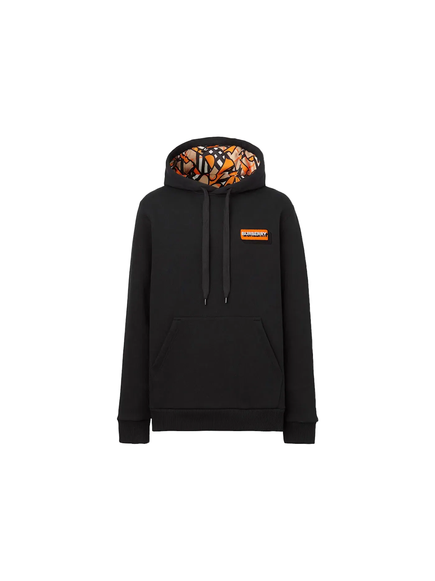Мужской худи с принтом Burberry Logo Applique Cotton Hoodie — изображение 1 из 1, черный/оранжевый