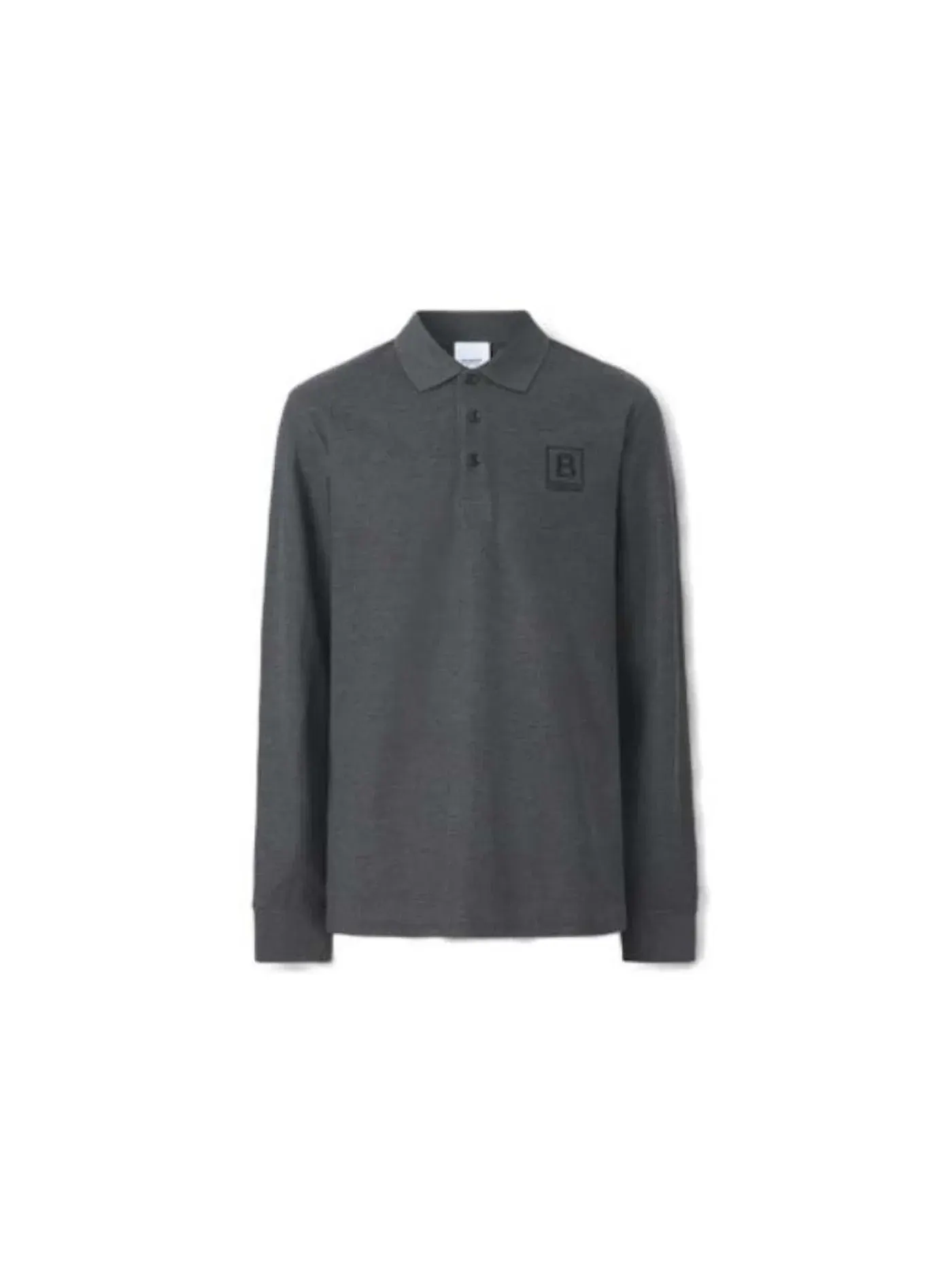 Мужское поло с длинным рукавом Burberry Polo — изображение 1 из 1, темно-серый серый