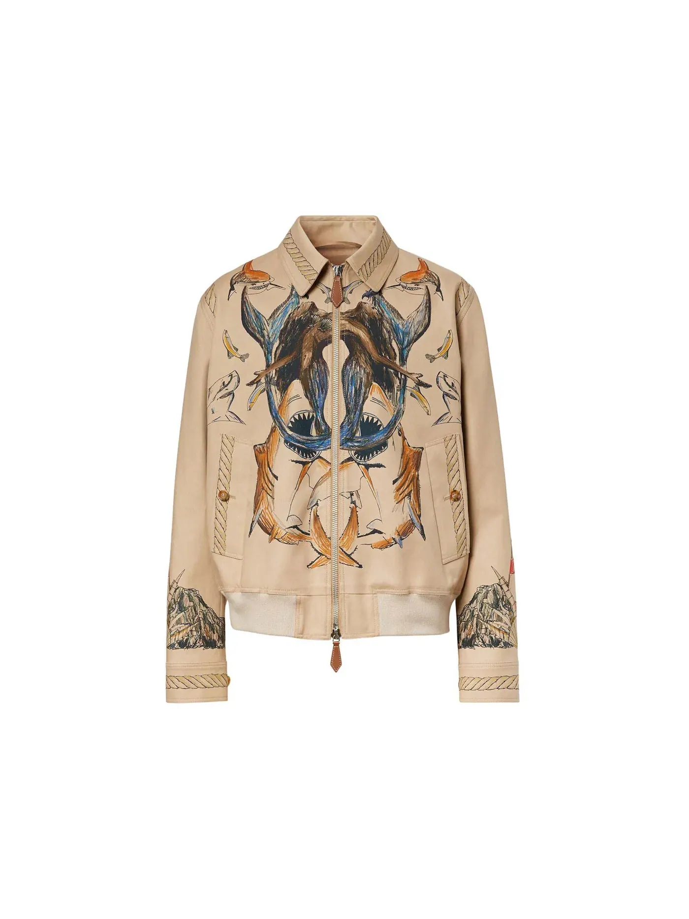 Мужская куртка-парка с принтом Marine Sketch-Print Burberry — изображение 1 из 2, бежевый мульти
