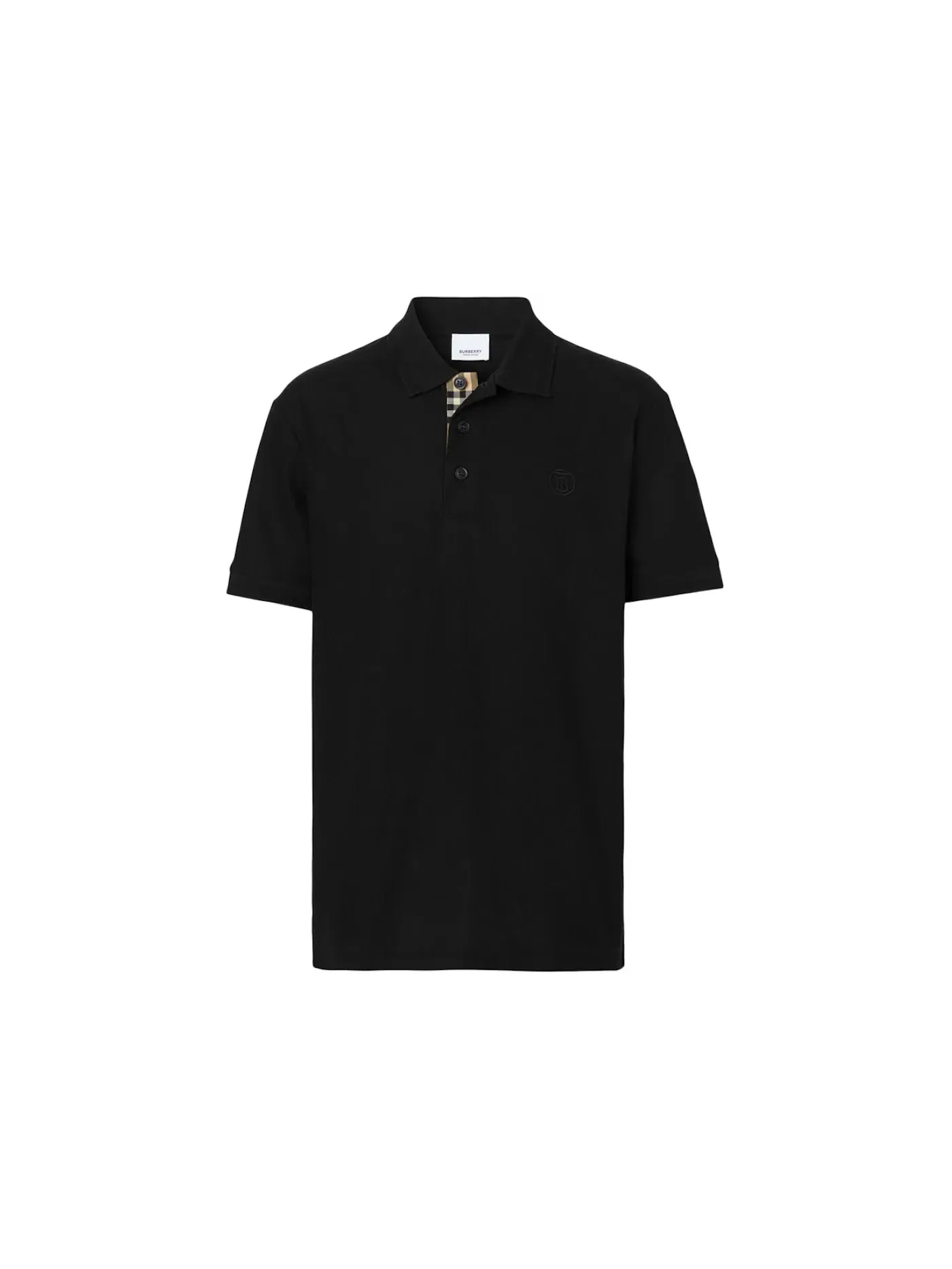 Мужское поло с принтом Polo Burberry — изображение 1 из 1, черный/бежевый