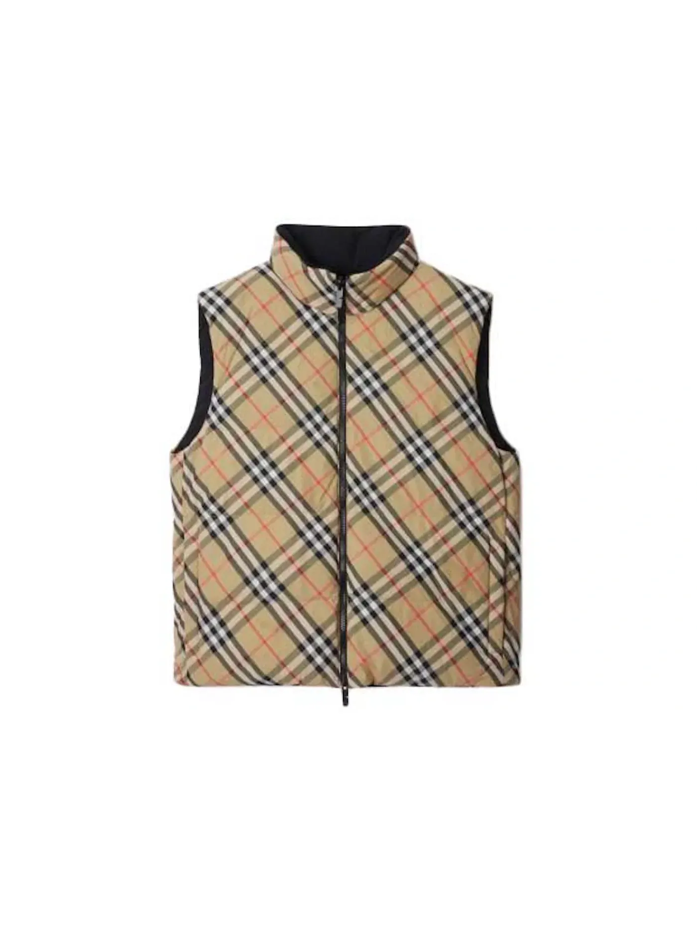 Мужской жилет с капюшоном из нейлона с клетчатым принтом Burberry — изображение 1 из 1, песочный
