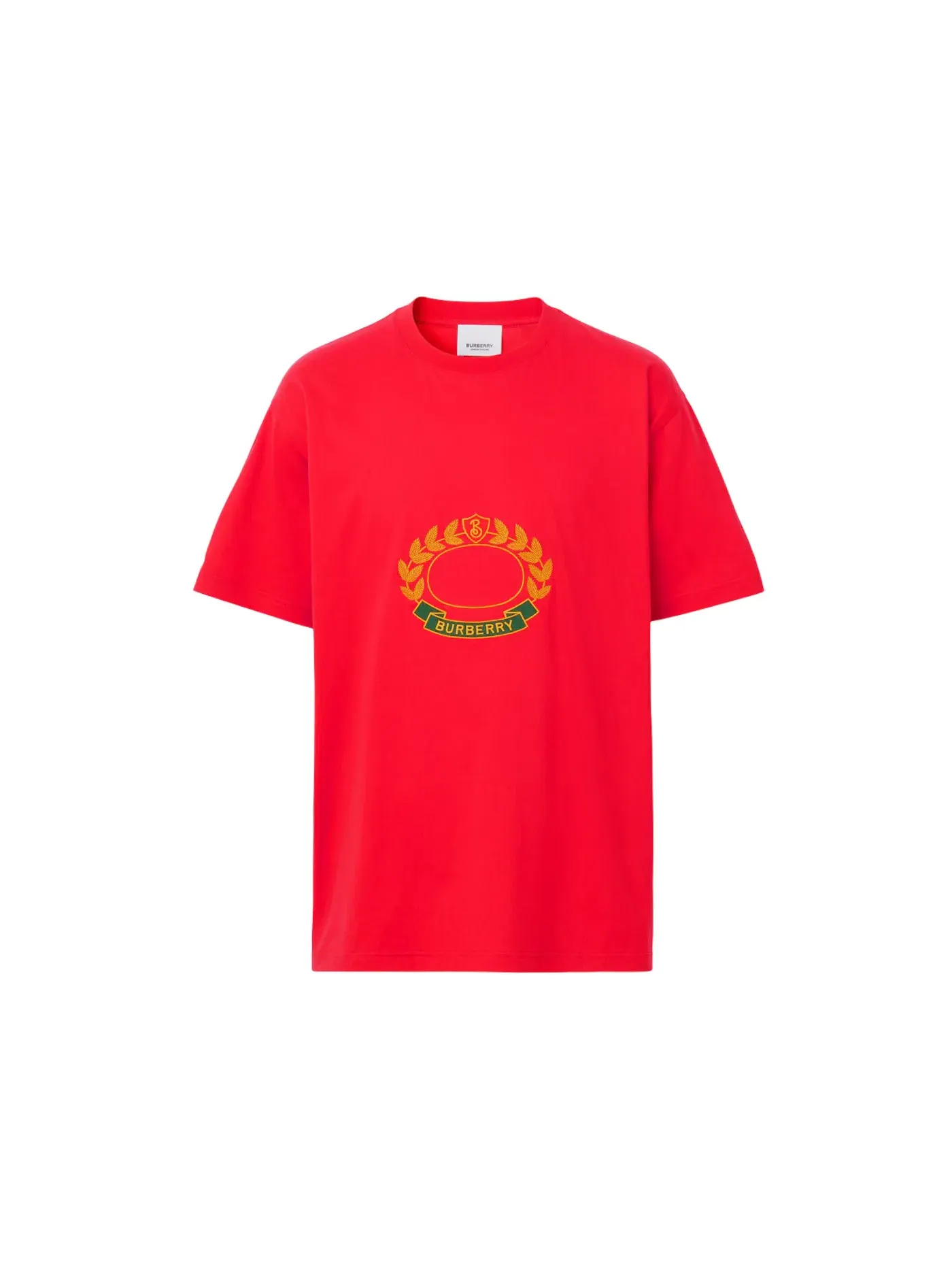 Мужская футболка с принтом Burberry Oak Leaf Crest Oversized T-Shirt Burberry — изображение 1 из 2, яркий красный