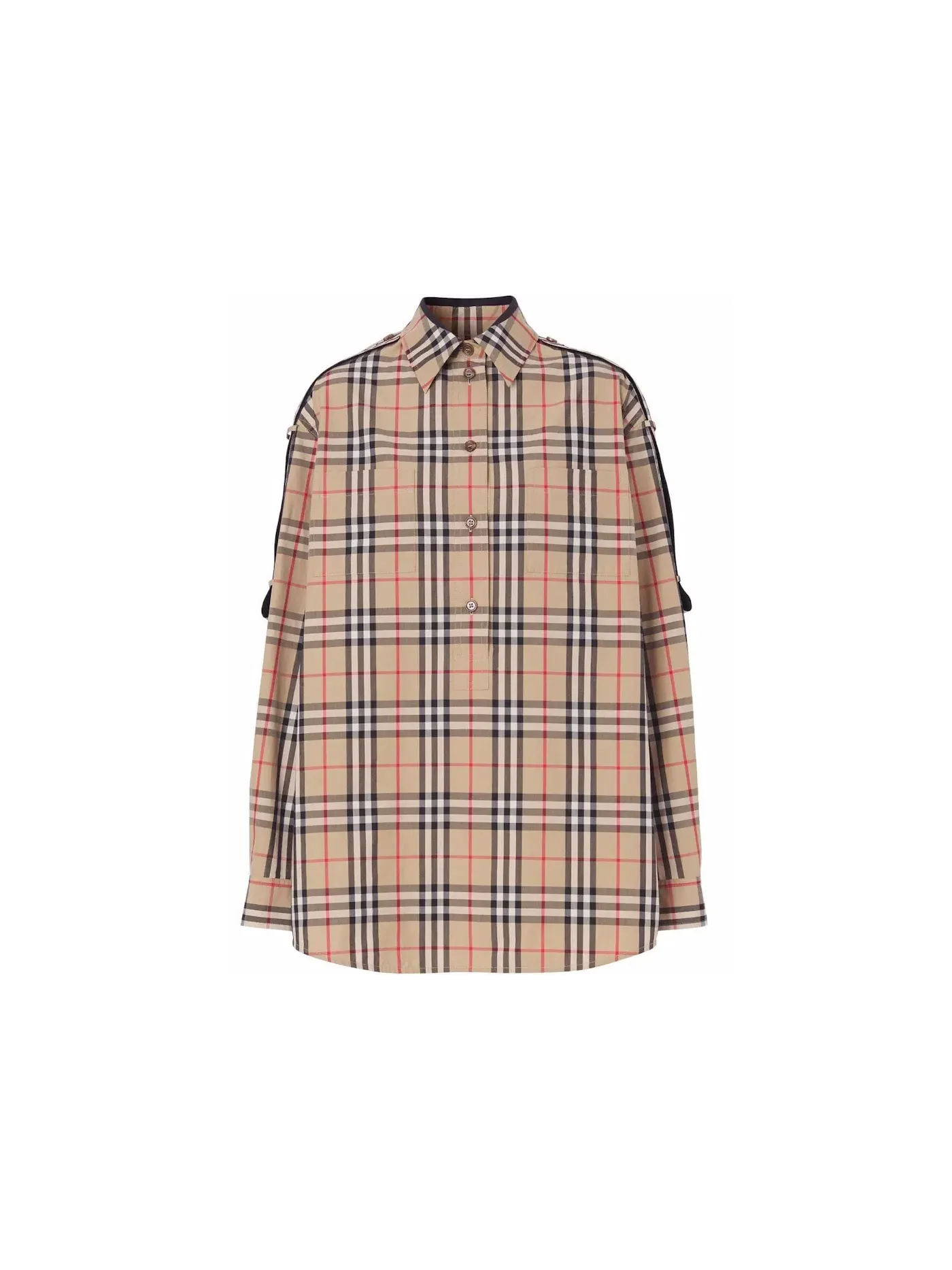 Женская рубашка свободного кроя с клетчатым принтом Burberry — изображение 1 из 1, бежевый