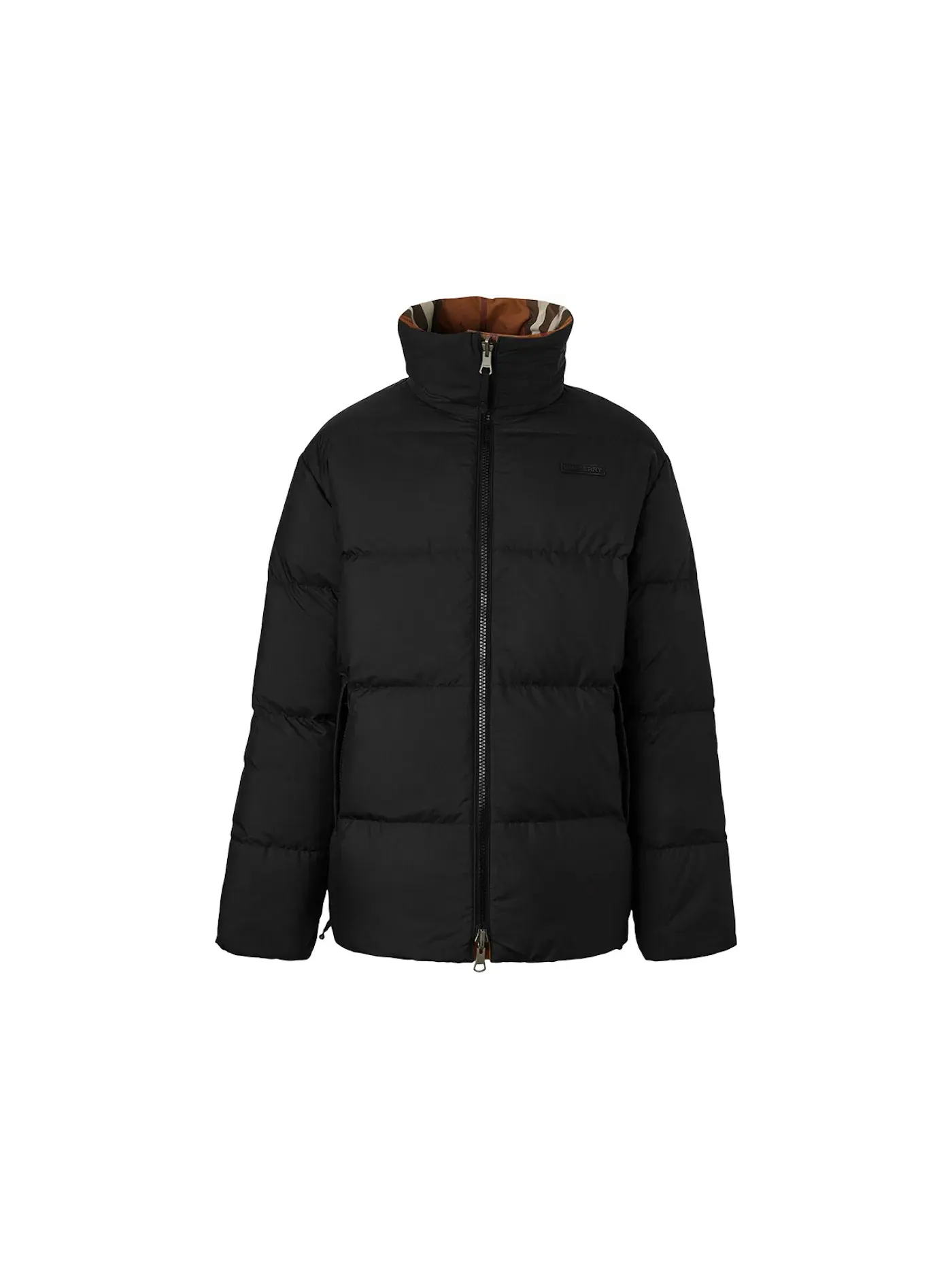 Мужская куртка-пуховик из нейлона с капюшоном двусторонняя клетчатая Burberry — изображение 2 из 2, темный коричневый