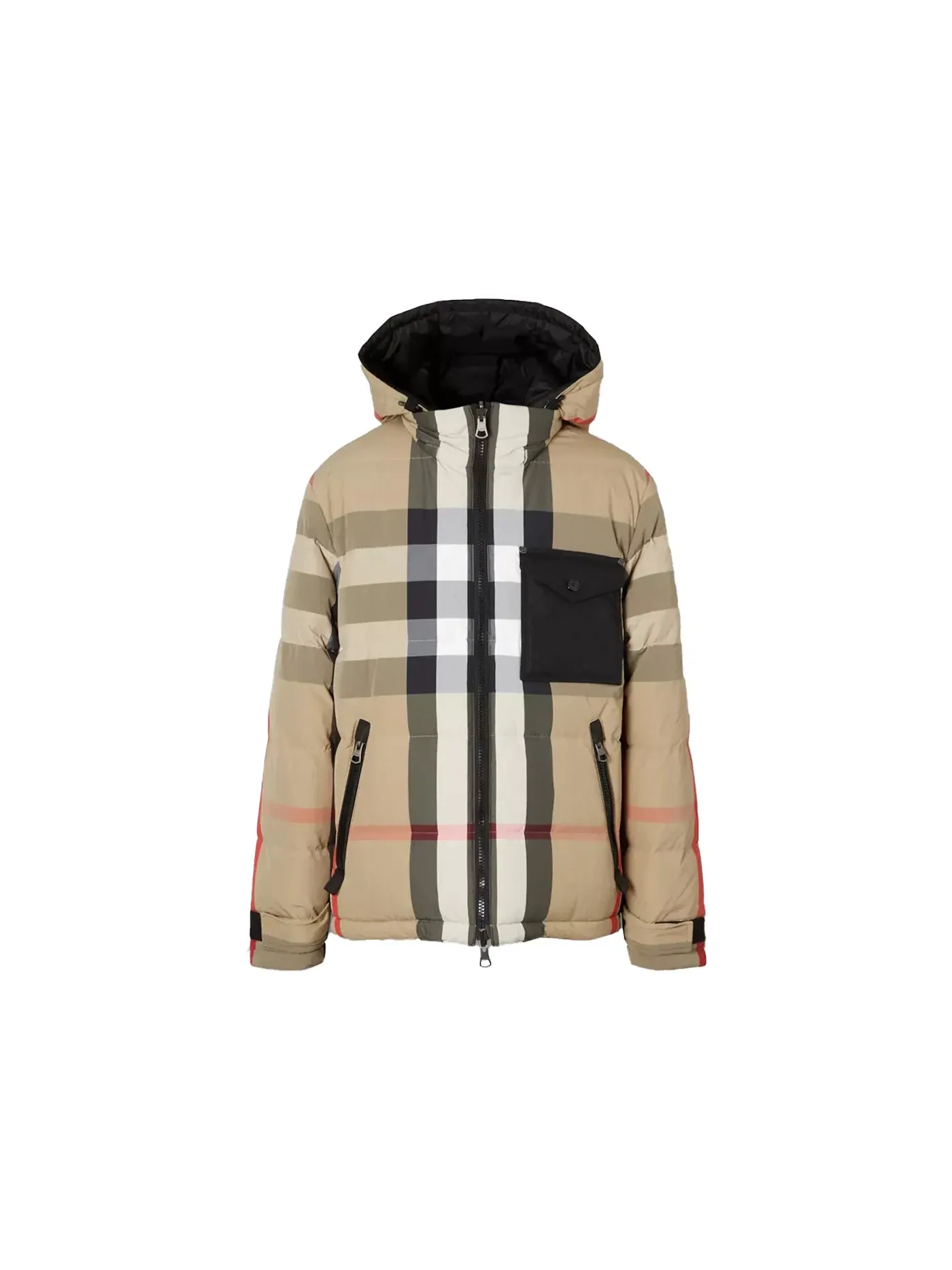Мужской пуховик двусторонний с принтом Burberry Jacket — изображение 1 из 2, черный бежевый