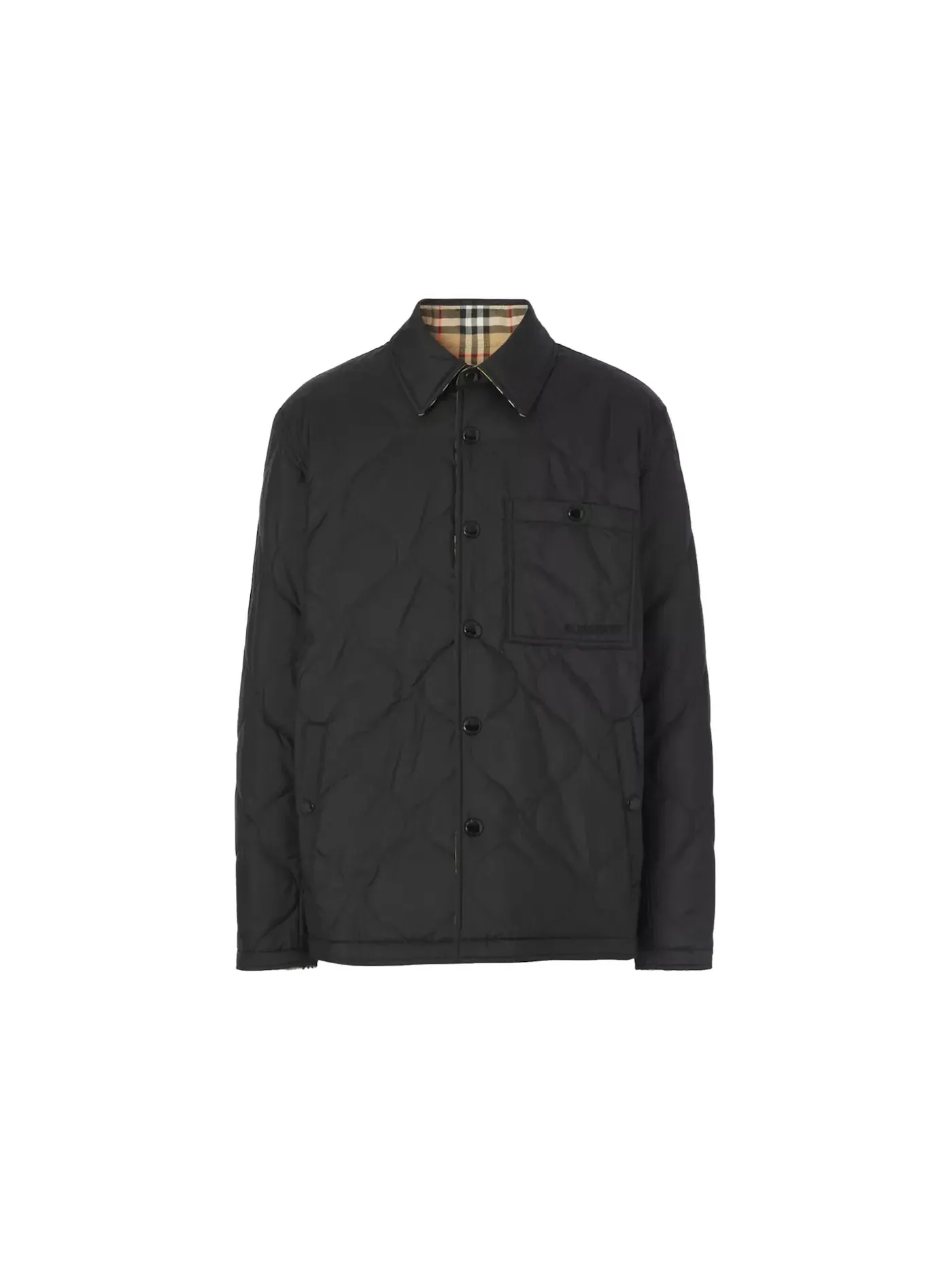Мужская рубашка Overshirt Burberry — изображение 2 из 2, черный бежевый
