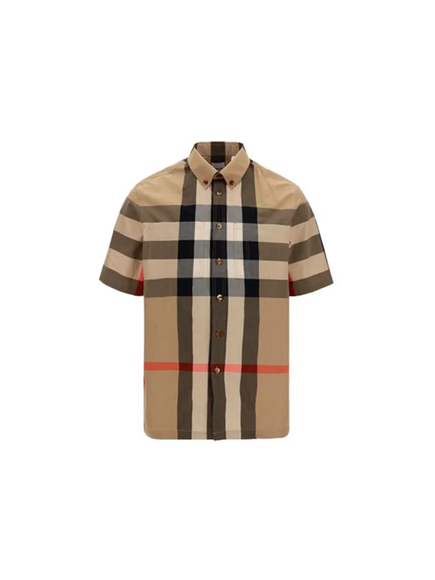 Мужская рубашка с коротким рукавом в клетку Burberry — изображение 1 из 3, бежевый