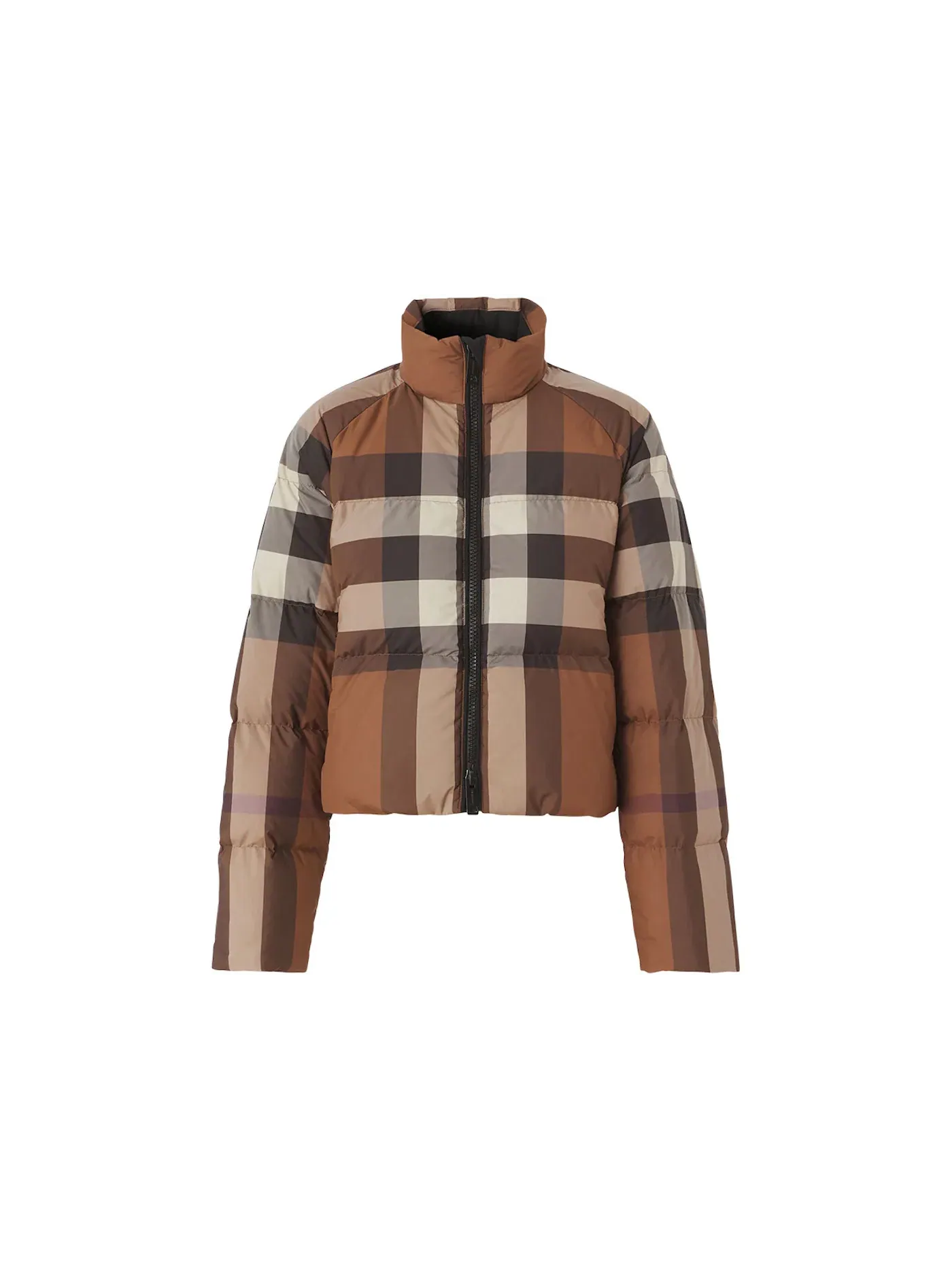 Женская куртка-пуховик укороченная с принтом Burberry — изображение 1 из 1, темный коричневый