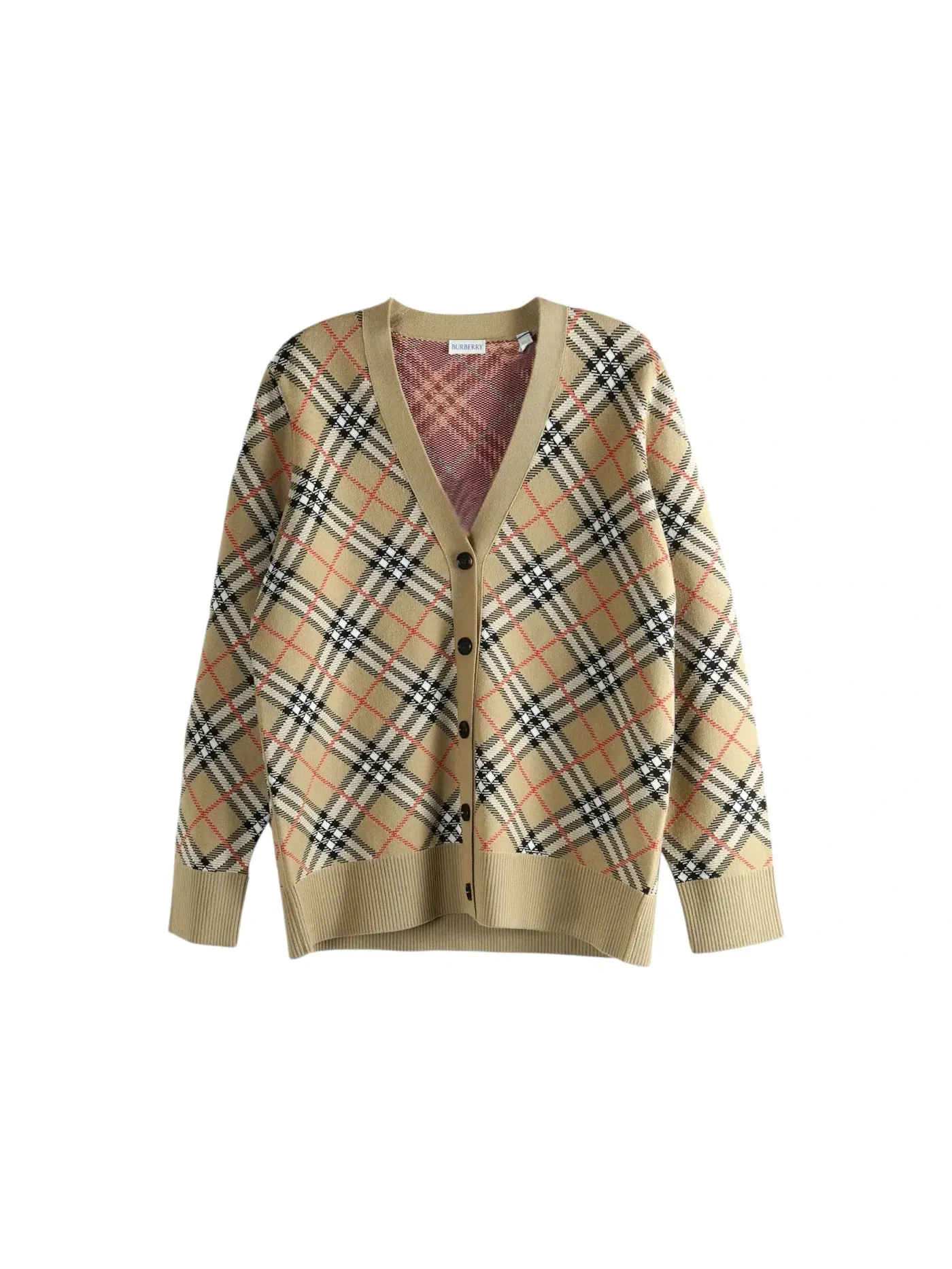 Женский кардиган с узором Gloria Check Burberry — изображение 1 из 1, песочный