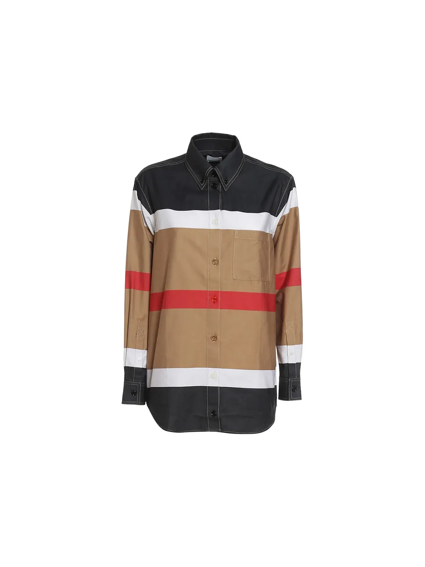 Женская рубашка с принтом Ivanna Stripe Pattern Burberry — изображение 1 из 2, бежевый мульти