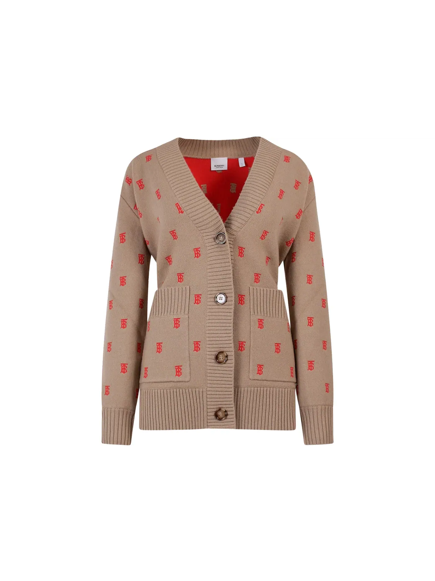Женский кардиган с длинным рукавом Burberry — изображение 1 из 2, бежевый