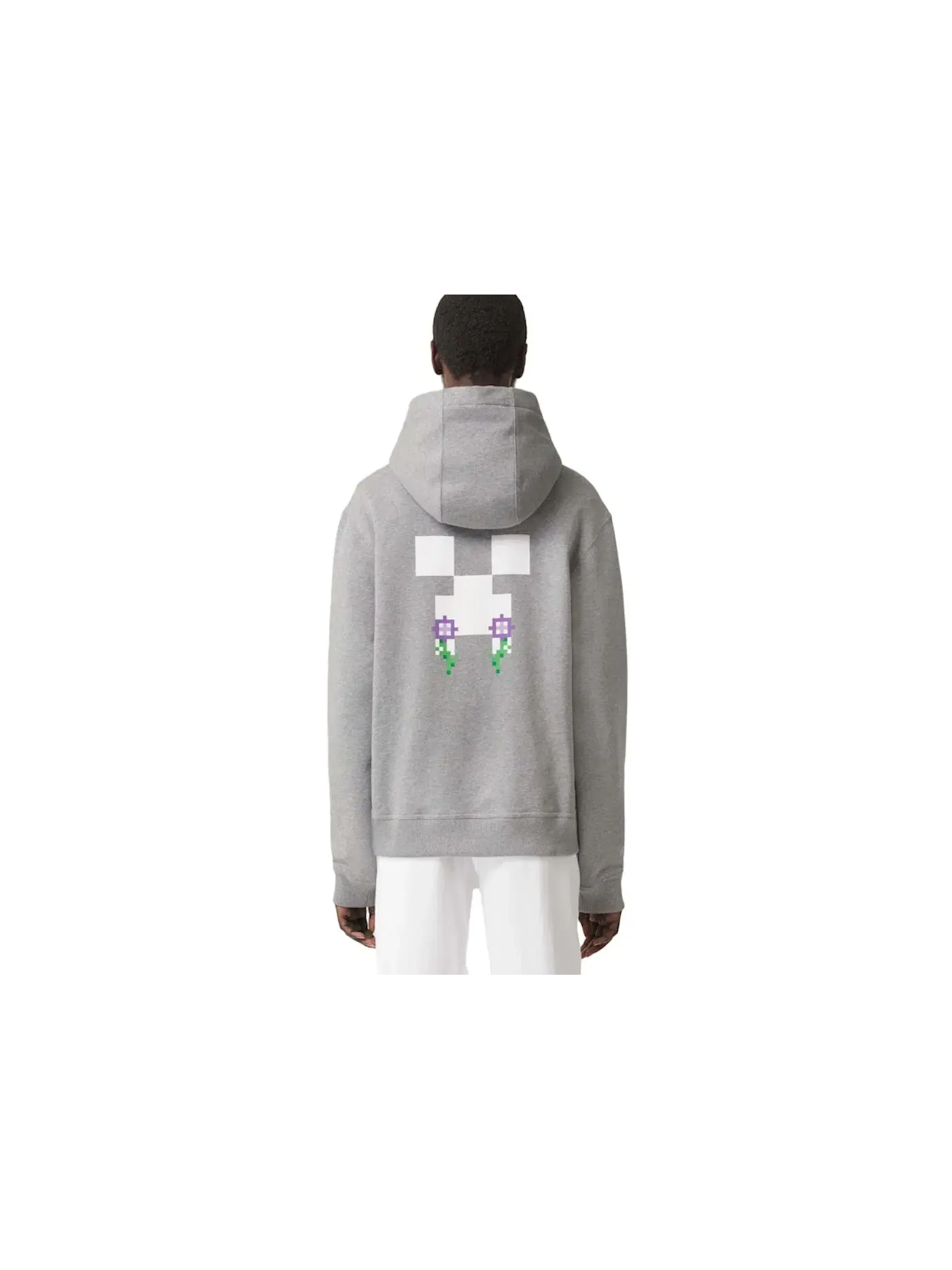 Детский худи с принтом Burberry x Minecraft Monogram Motif Print Cotton Hoodie Burberry — изображение 2 из 2, бледный серый