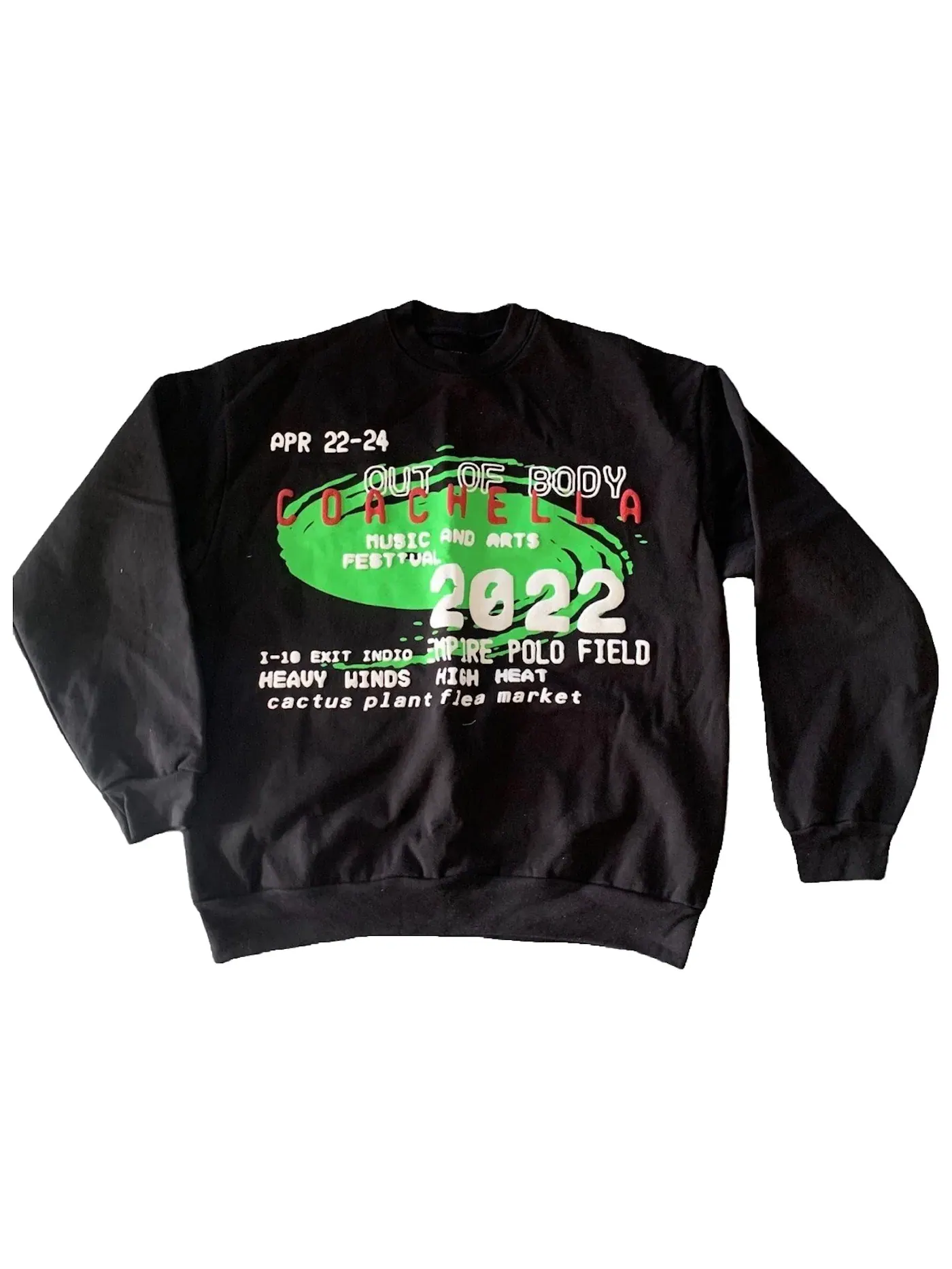 Мужской свитшот с принтом Crewneck Cactus Plant Flea Market — изображение 1 из 2, черный