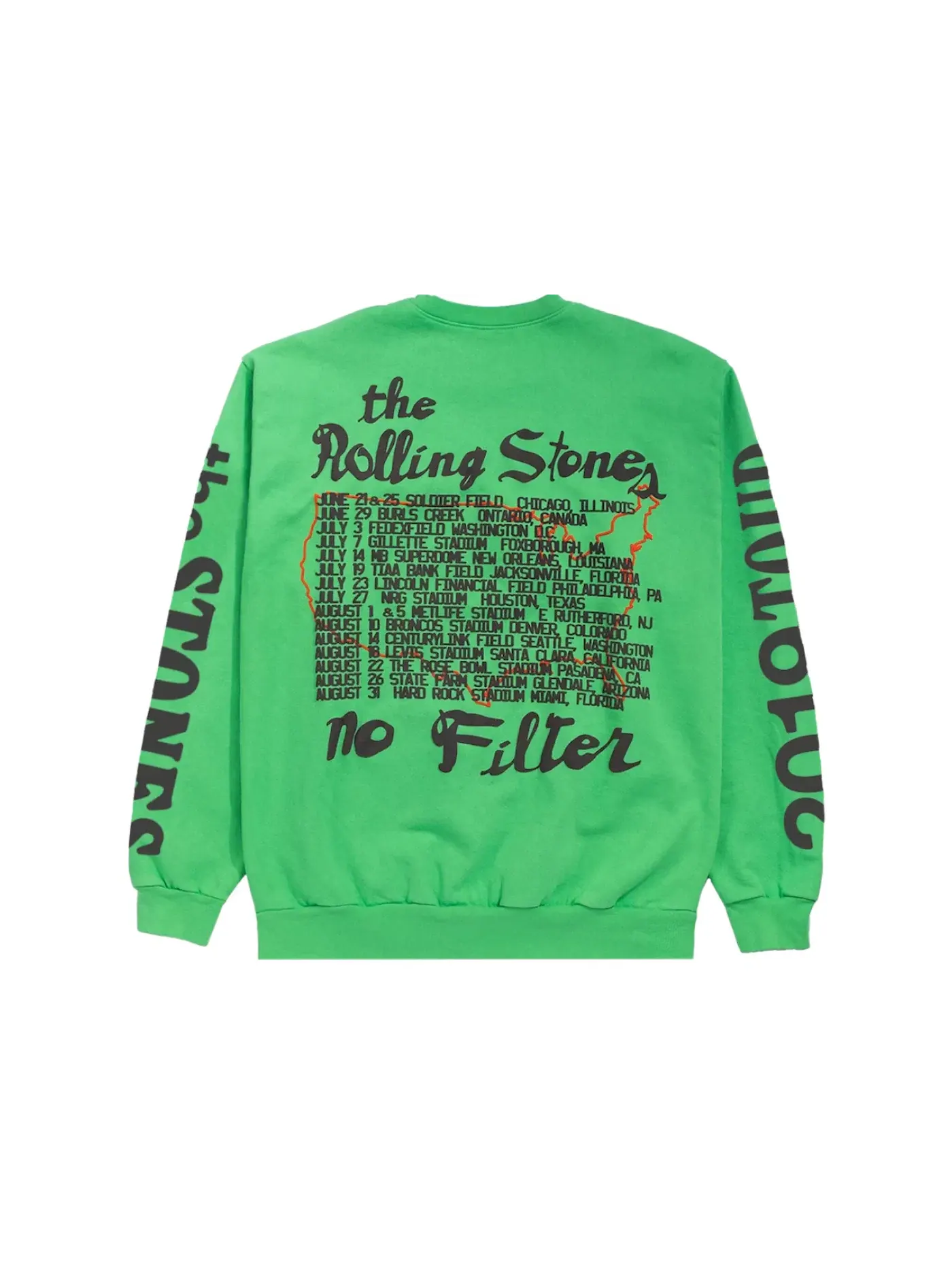 Мужской свитшот с принтом Rolling Stones 2019 Tour Crewneck Cactus Plant Flea Market — изображение 2 из 2, зеленый