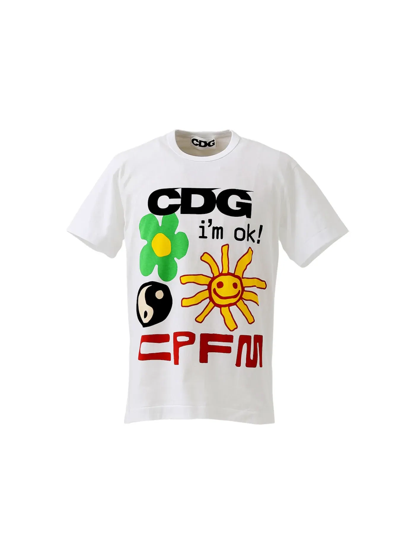 Мужская футболка с принтом Cactus Plant Flea Market x CDG I'm Okay T-shirt — изображение 1 из 1, белый
