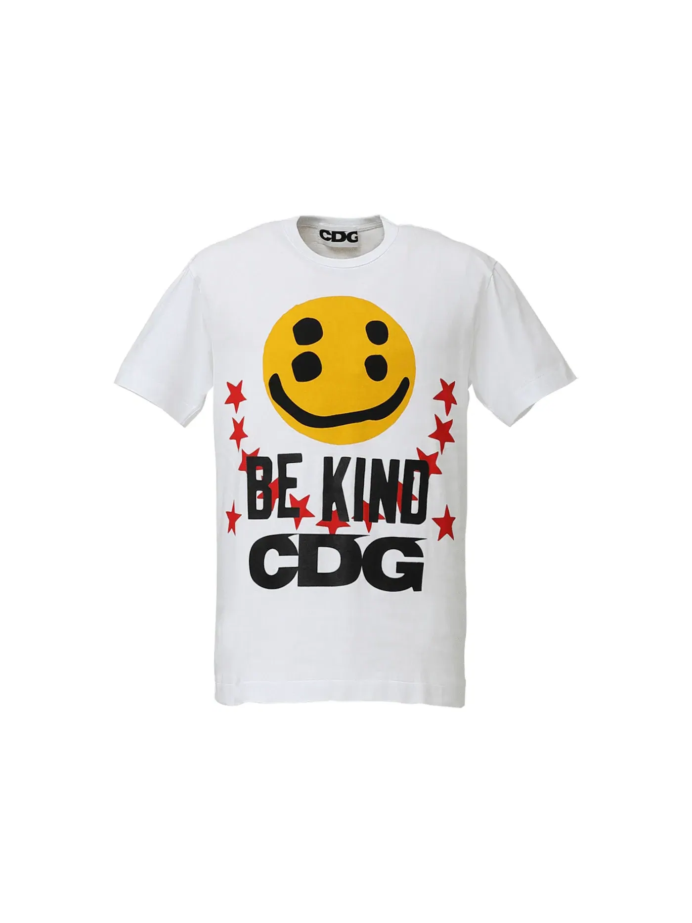 Мужская футболка с принтом Cactus Plant Flea Market x CDG Smiley Face Be Kind — изображение 1 из 1, белый
