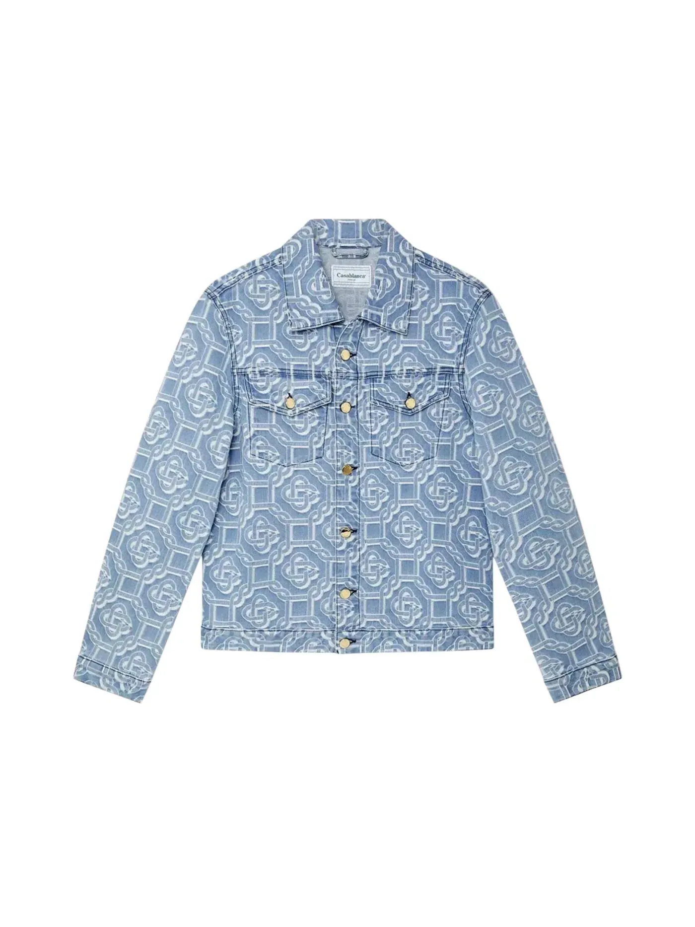Мужская джинсовая куртка с принтом Casablanca Monogram Bleached Denim Jacket Casablanca — изображение 1 из 2, синий